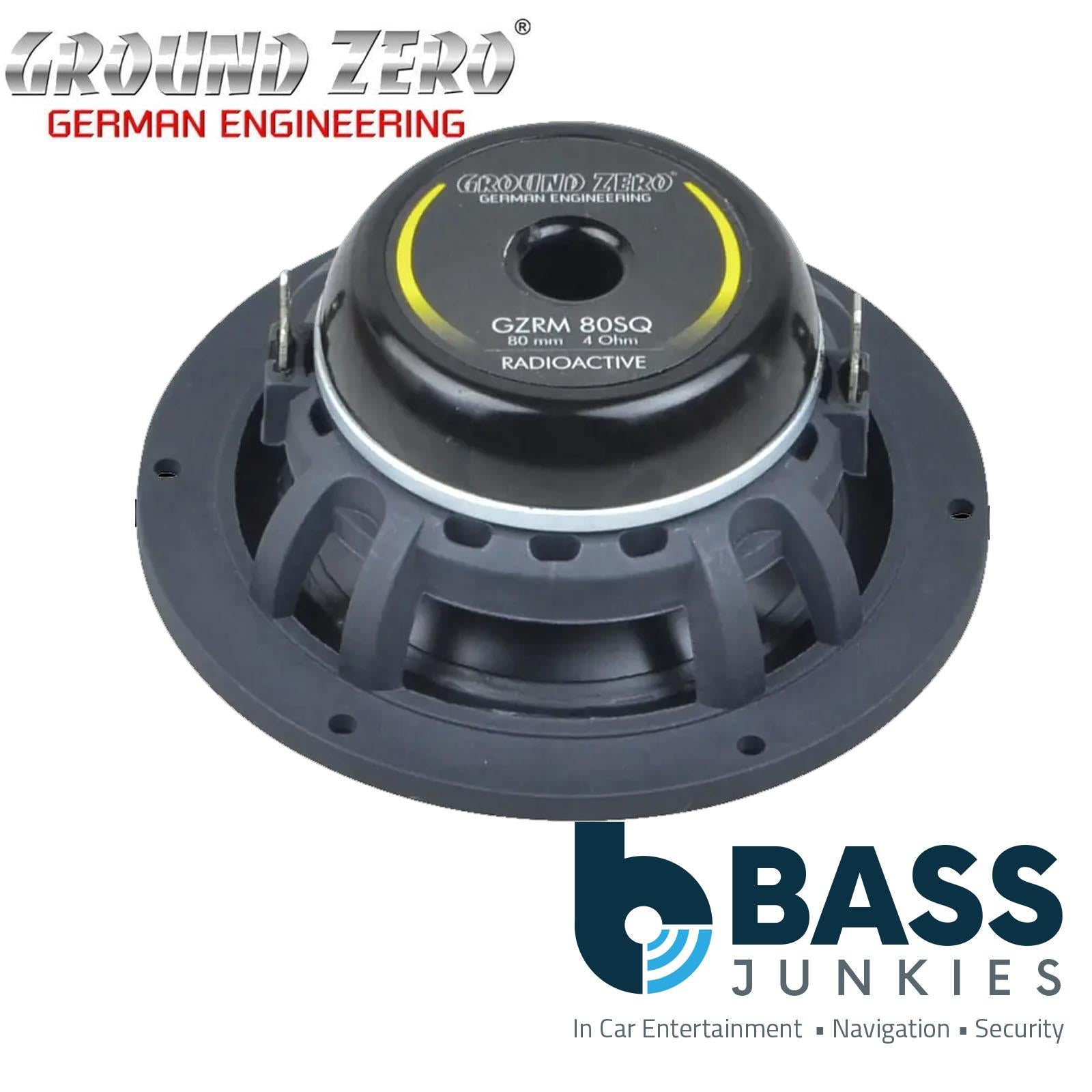 Ground Zero Radioactive GZRM 80SQ - 80 mm / 3.15" 50 WRMS Midrange Car Speakers