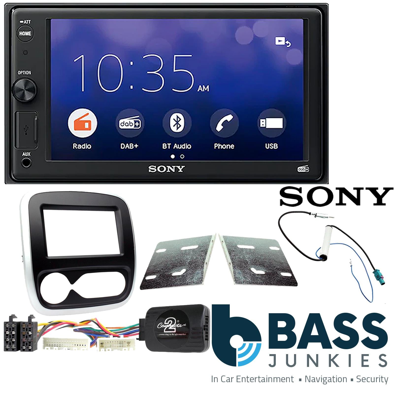 SONY 6.2" Screen Blutooth Double Din Stereo Fitting Kit + Steering Wheel Stalk Controls to fit Fiat Talento 2017-