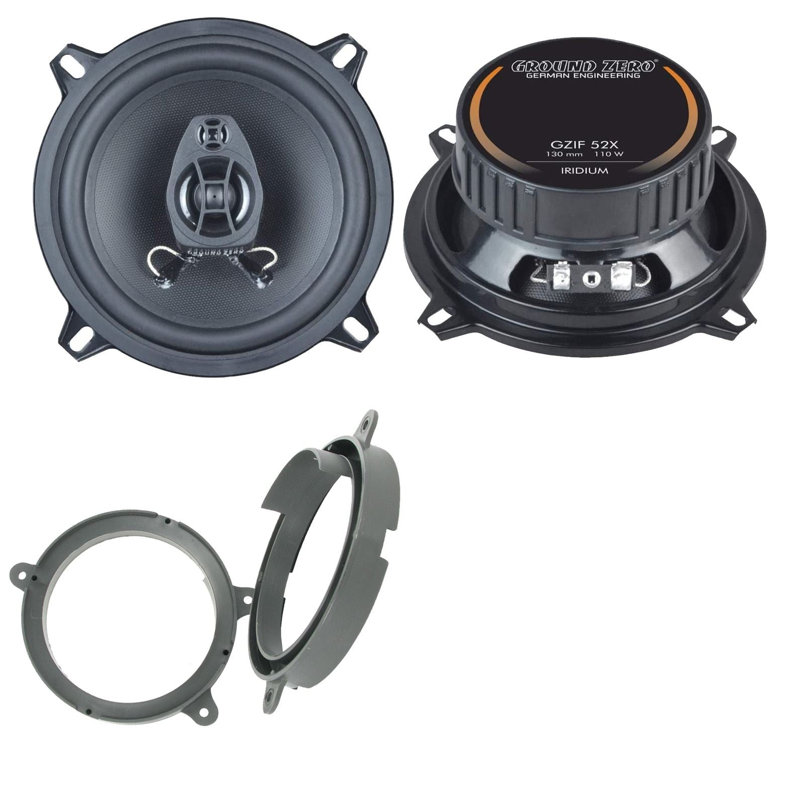 Ground Zero 2-Way 130mm/13cm/5.25" Car Coaxial Speakers (Pair Max 220 Watts) Fits Renault Clio 2005-12 | Twingo 07-11