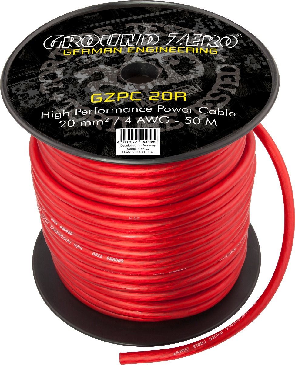 Ground Zero GZPC 20R - 20 mm² Red power cable spool 50m spool