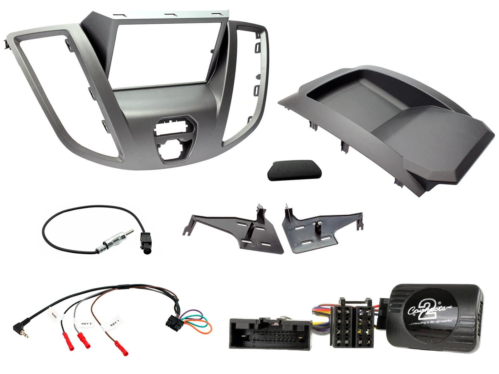 Grundig 6.8" Apple Android Double Din Stereo Fitting Kit + Steering Wheel Stalk Controls to fit Ford Transit 2015-21