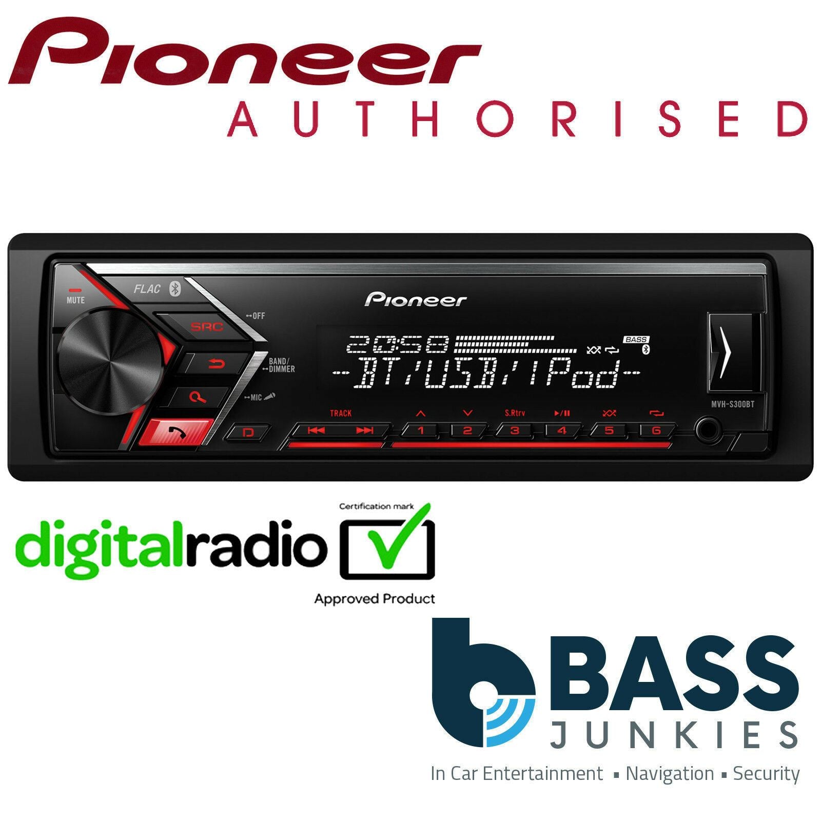 Pioneer MVH-S200DAB USB AUX Android iPod iPhone Car Radio Stereo