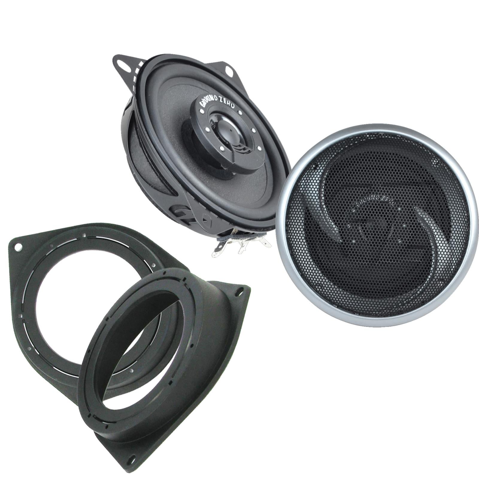 Ground Zero GZIF 4001FX 100mm/10cm/4" 2-Way Coaxial Car speakers (Per Pair Max 180|100 watts RMS) Fits Fiat Qubo 2008-18 | 500 07-14 | Bravo 07-14 | Fiorino 08-21 | Punto 12-21 | Grande-Punto 05-09