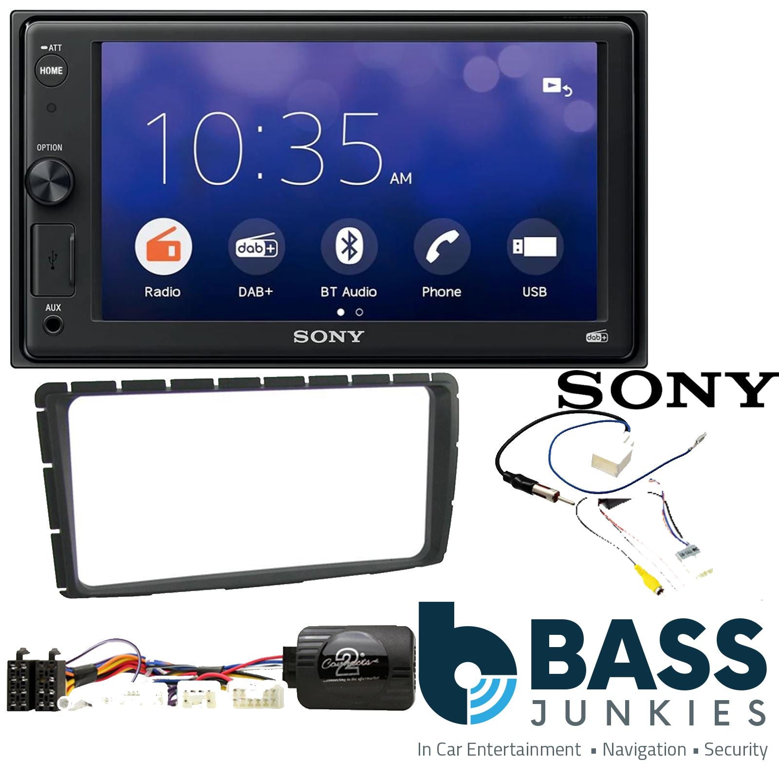 SONY XAV-1550D DAB+ Smart Bluetooth Car Radio + Stereo fitting kit + Steering Wheel Controls Loom for Toyota Hilux 2012	-2015