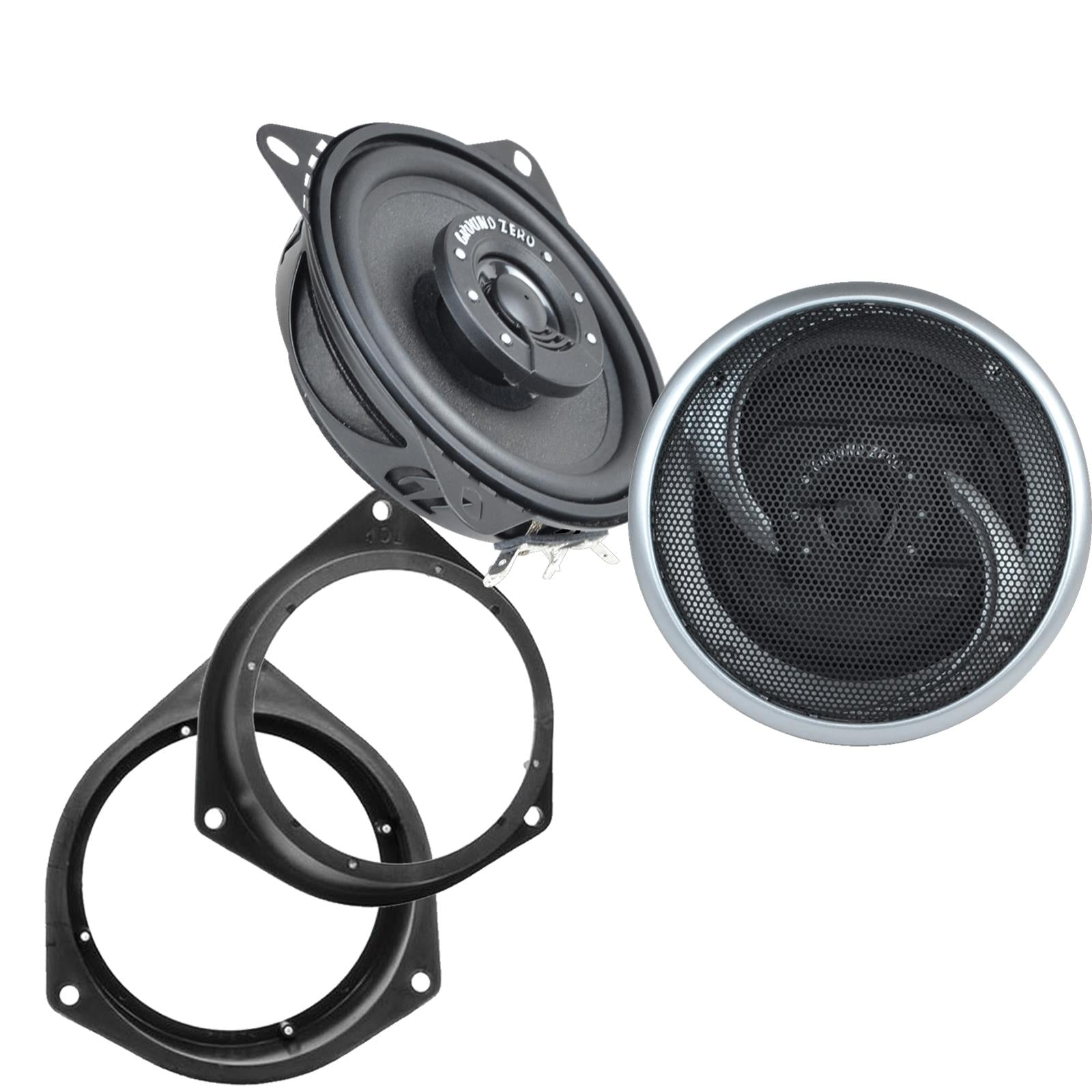 Ground Zero GZIF 4001FX 100mm/10cm/4" 2-Way Coaxial Car speakers (Per Pair Max 180|100 watts RMS) Fits Peugeot Bipper 2008-12