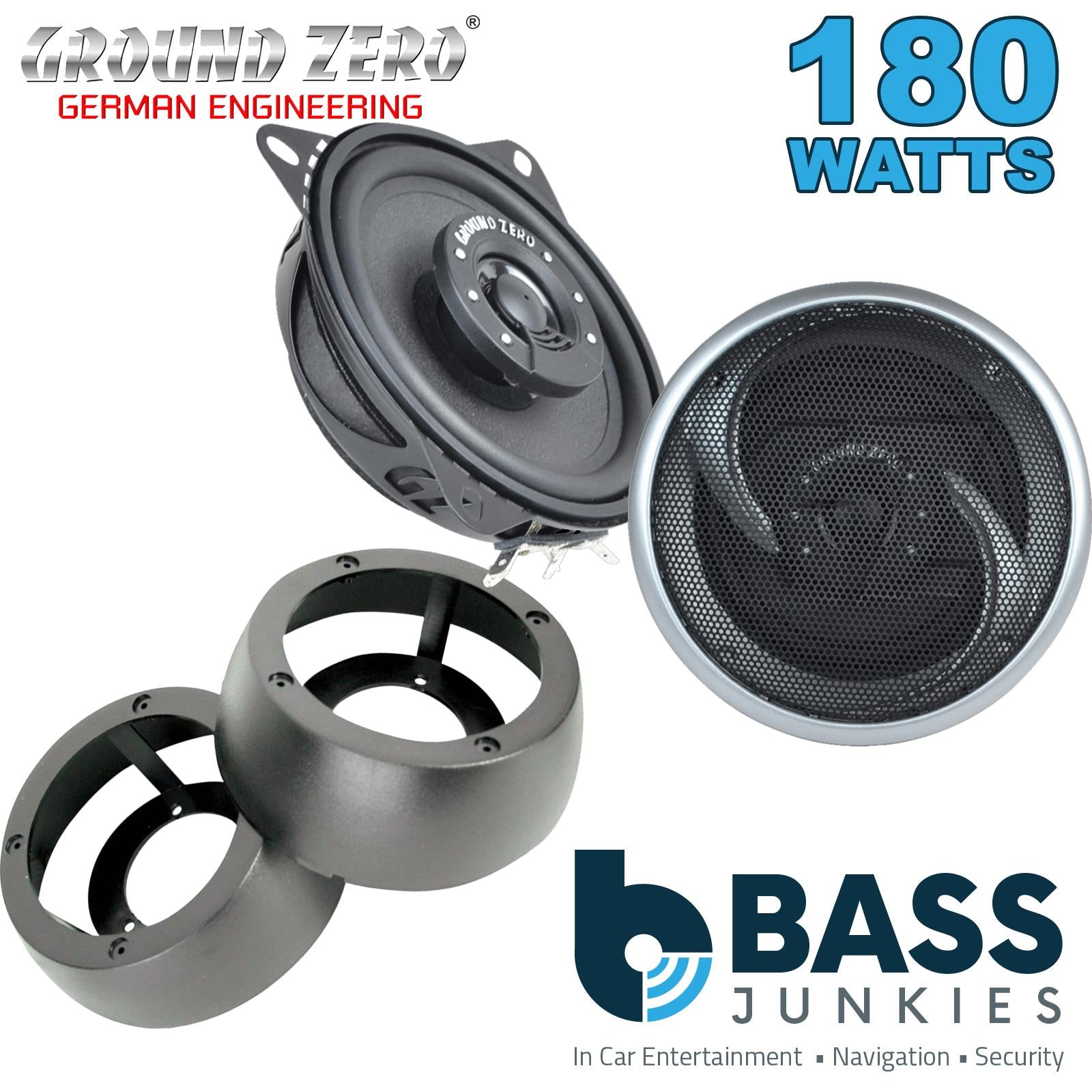Ground Zero GZIF 4001FX 100mm/10cm/4" 2-Way Coaxial Car speakers (Per Pair Max 180|100 watts RMS) Fits Universal
