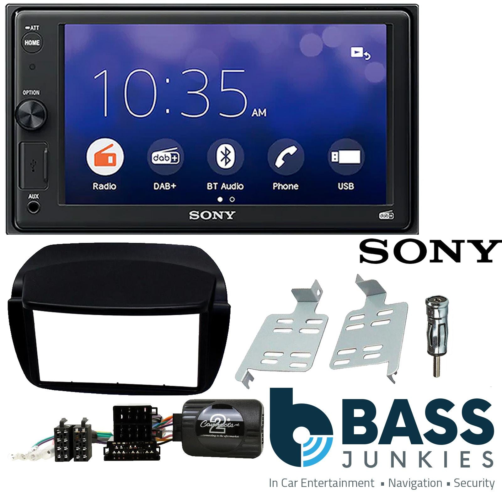 SONY XAV-1550D DAB+ Smart Bluetooth Car Radio + Stereo fitting kit + Steering Wheel Controls Loom for Vauxhall Combo 2012-2015	 | Fiat Doblo 2010-2015