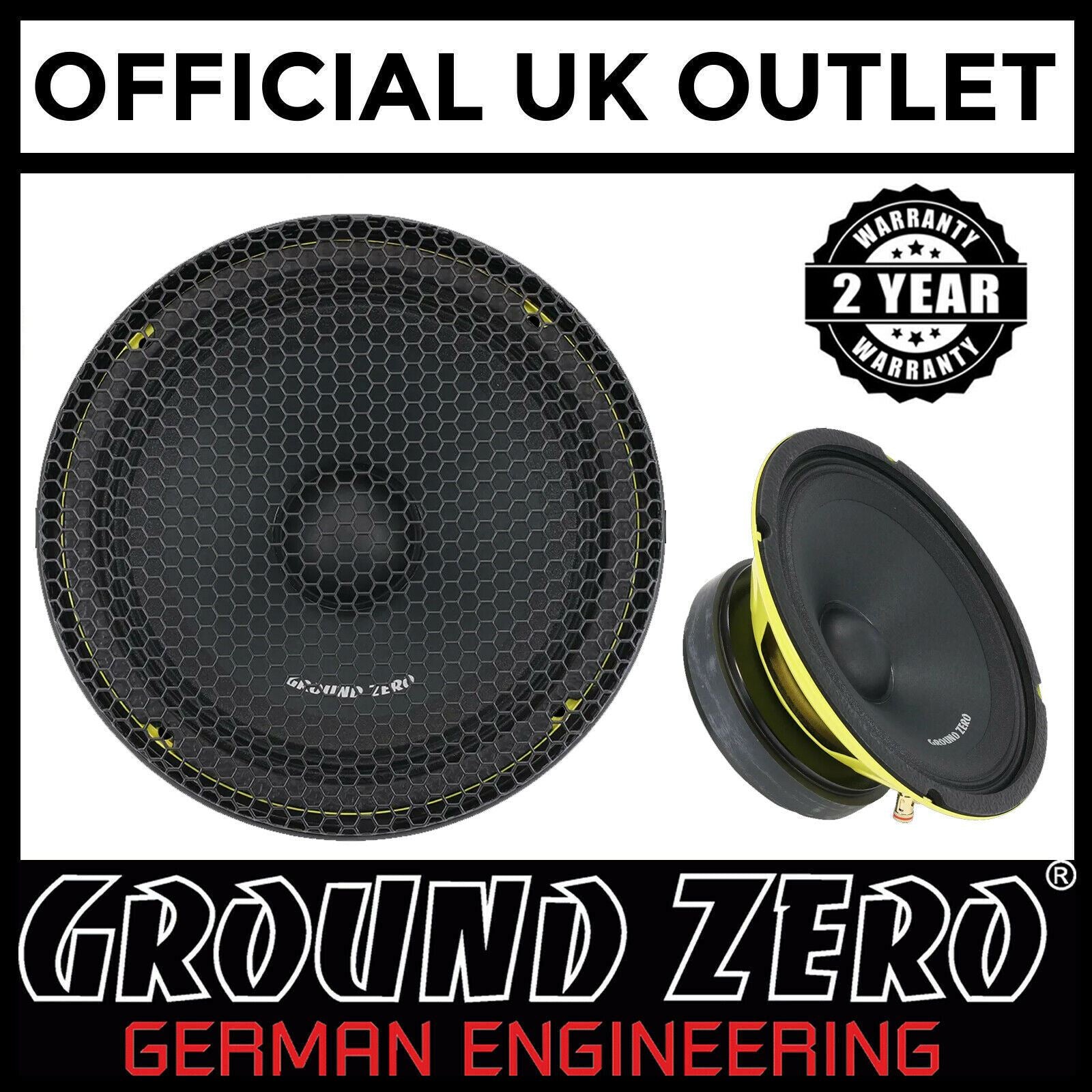 Ground Zero GZCM 8.0SPL - 8" 150 Watts RMS Midrange Car Van Single Speaker