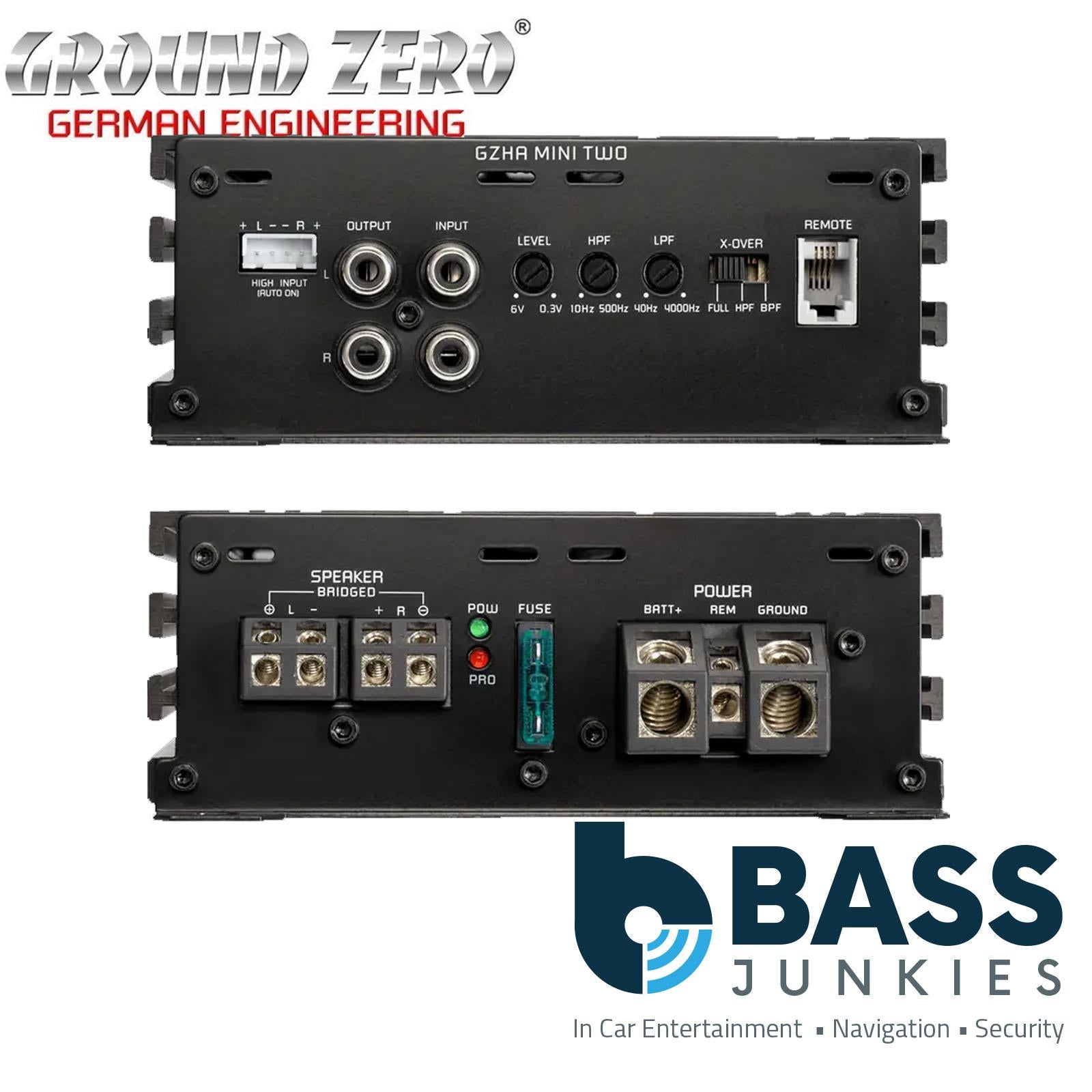 Ground Zero GZHA MINI TWO - Class D Mini 2-Channel 550 Watts 2-Ohm Stable Compact Car Amplifier