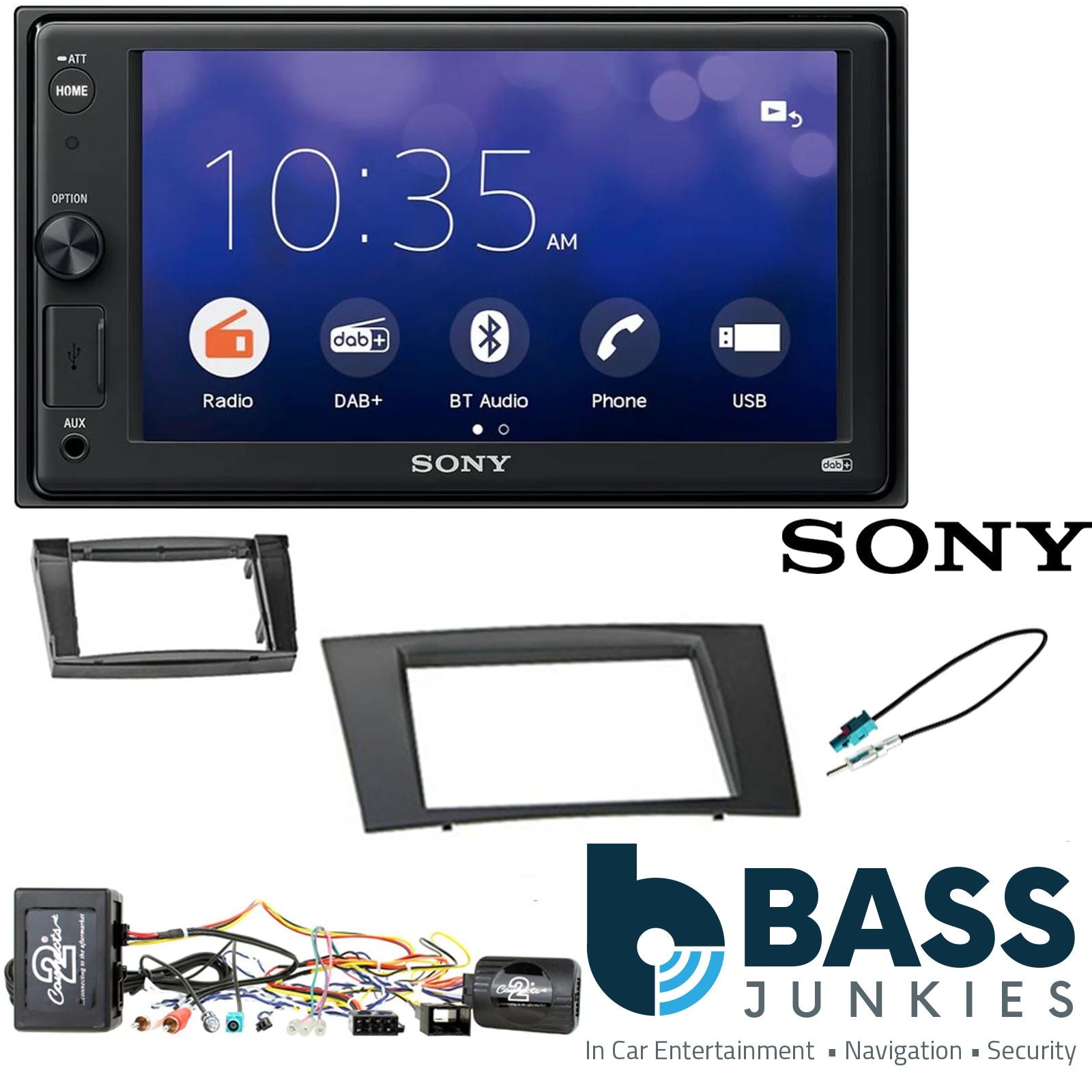 SONY XAV-1550D DAB+ Smart Bluetooth Car Radio + Stereo fitting kit + Steering Wheel Controls Loom for Mercedes E-Class 2002-2009