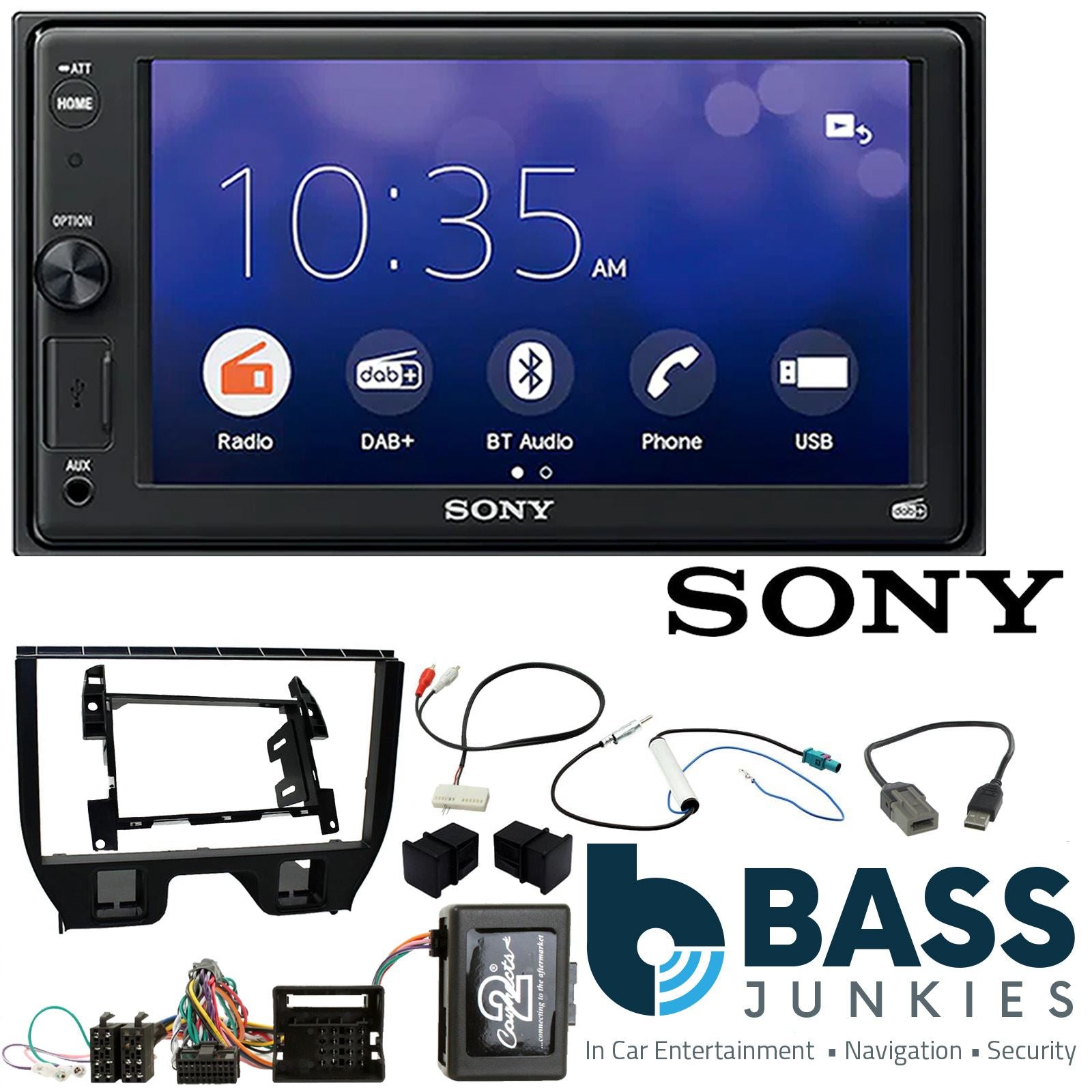SONY XAV-1550D DAB+ Smart Bluetooth Car Radio + Stereo fitting kit + Steering Wheel Controls Loom for Citroen DS3 2009-2016 | Citroen C3 2009-2016