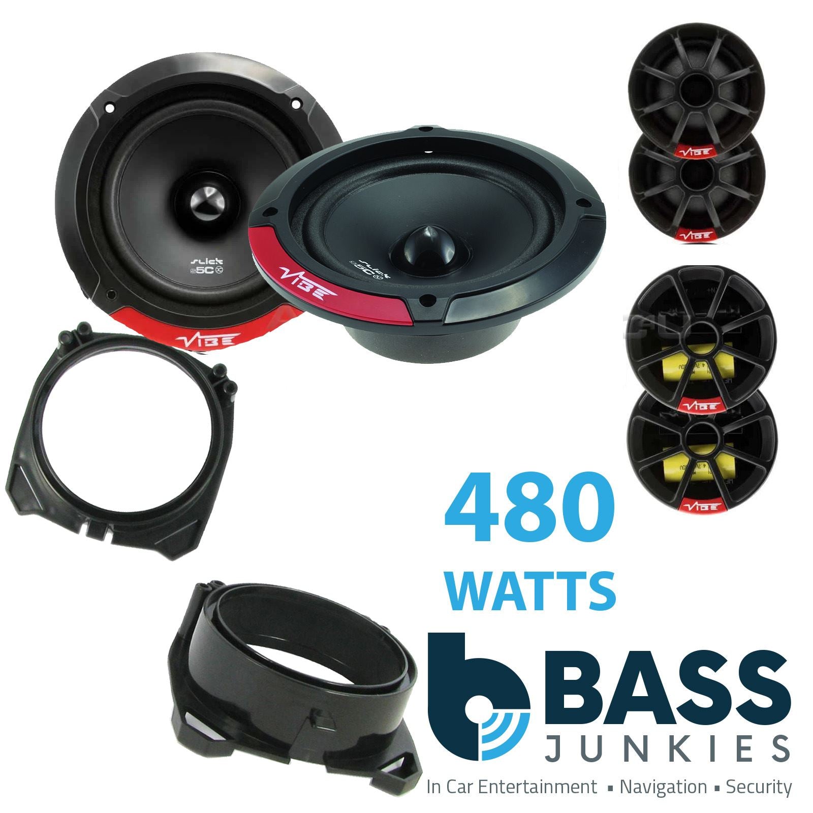 Vibe SLICK5C-V7 2-Way 130mm/13cm/5.25" Component Speakers (Per Pair 480 Watts) Fits Ford Fiesta 1989-96