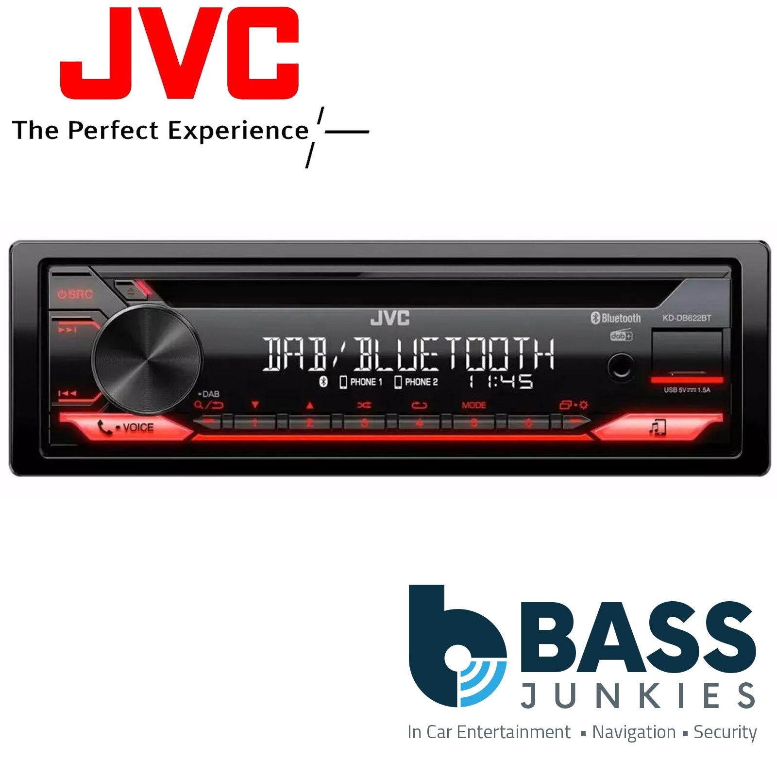 JVC KD-DB622BT CD MP3 Car DAB+ Bluetooth USB Aux Spotify Android Car Stereo