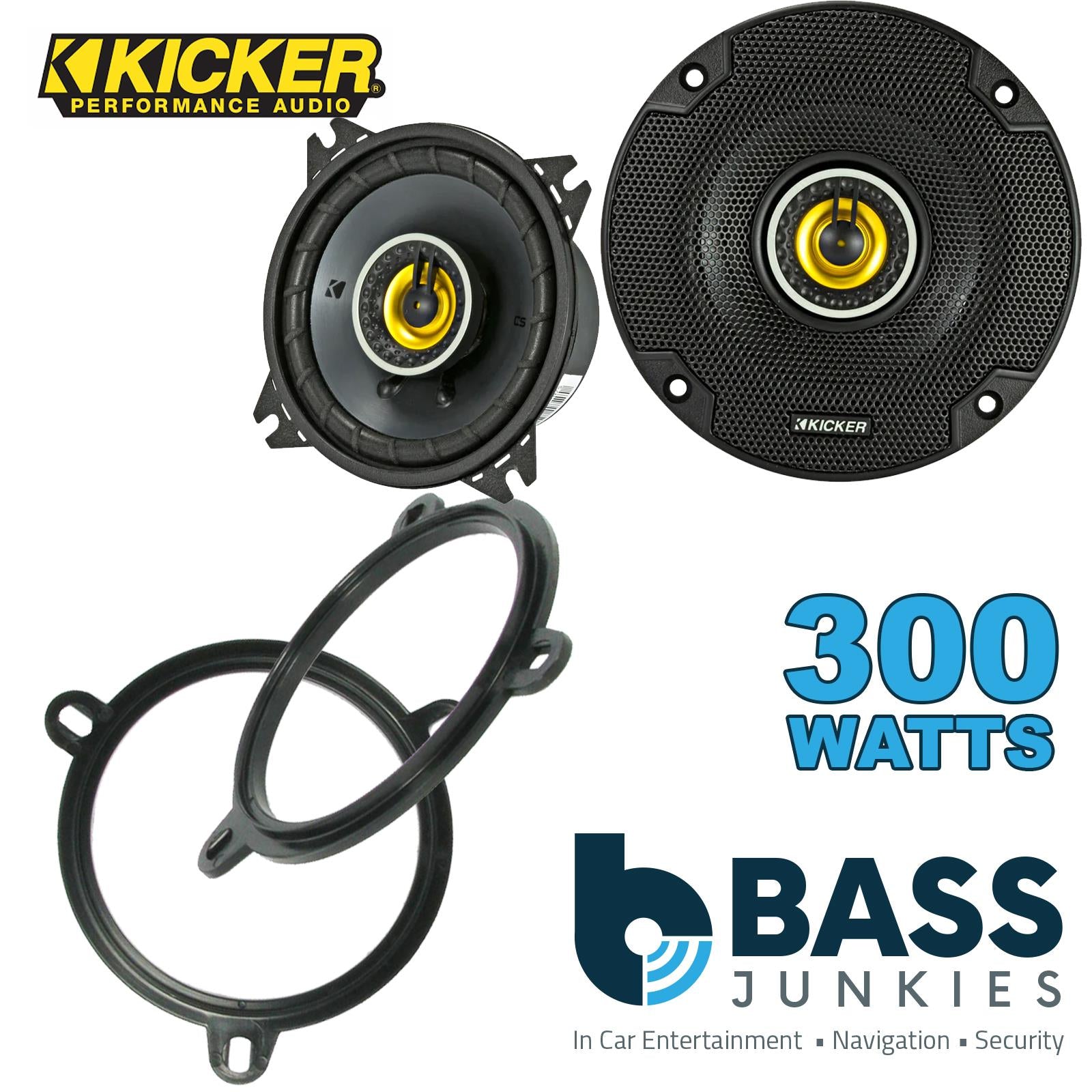 Kicker CSC44 100mm/10cm/4" 2-Way Coaxial Car speakers (Per Pair Max 300|100 watts RMS) Fits Honda HR-V 2001-05