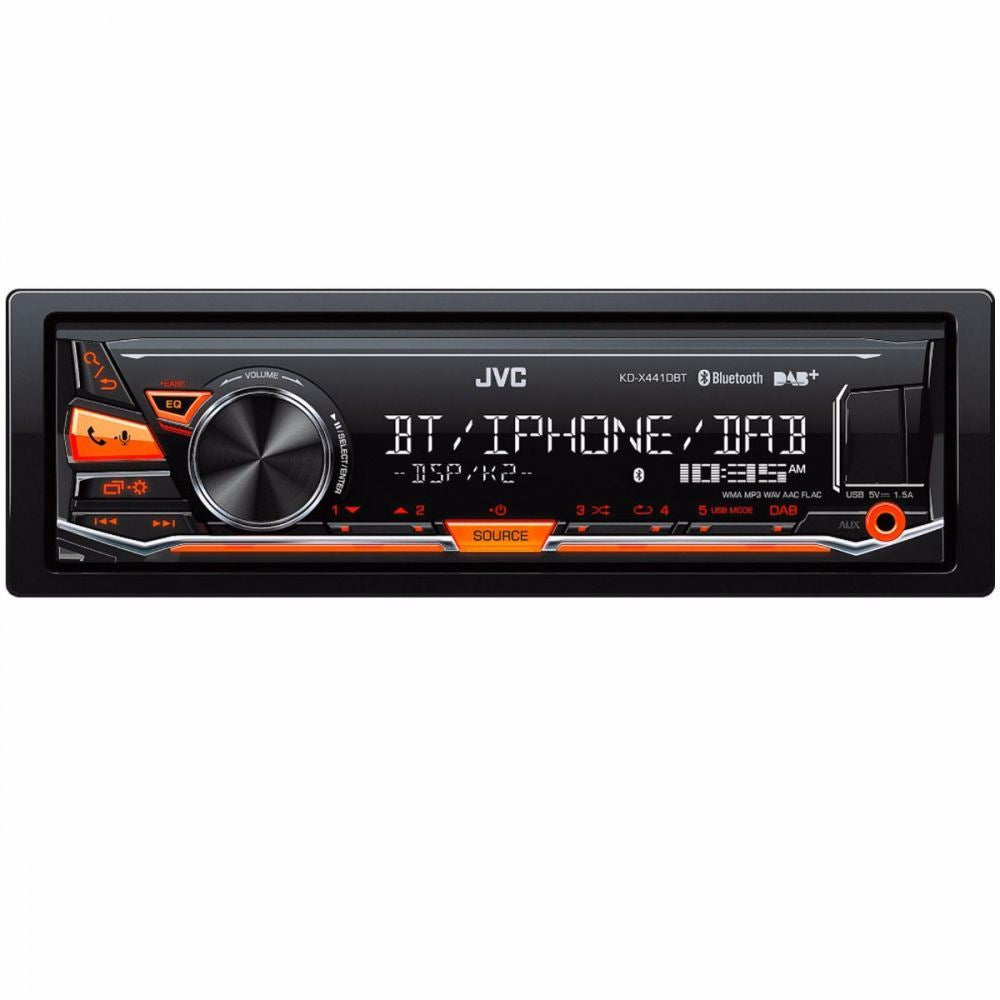 JVC KD-X441DBT - Mechless DAB, Bluetooth, Front USB, Aux, AM/FM Radio Tuner, Variable illumination, Android iPod iPhone Control  Car Stereo
