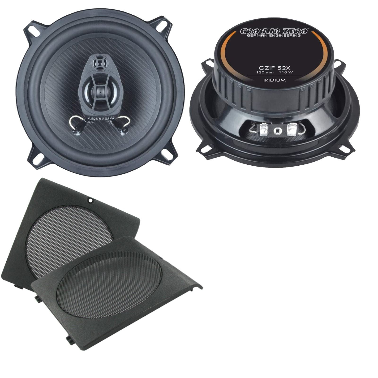 Ground Zero 2-Way 130mm/13cm/5.25" Car Coaxial Speakers (Pair Max 220 Watts) Fits VW Golf 1983-92 | Jetta 83-92