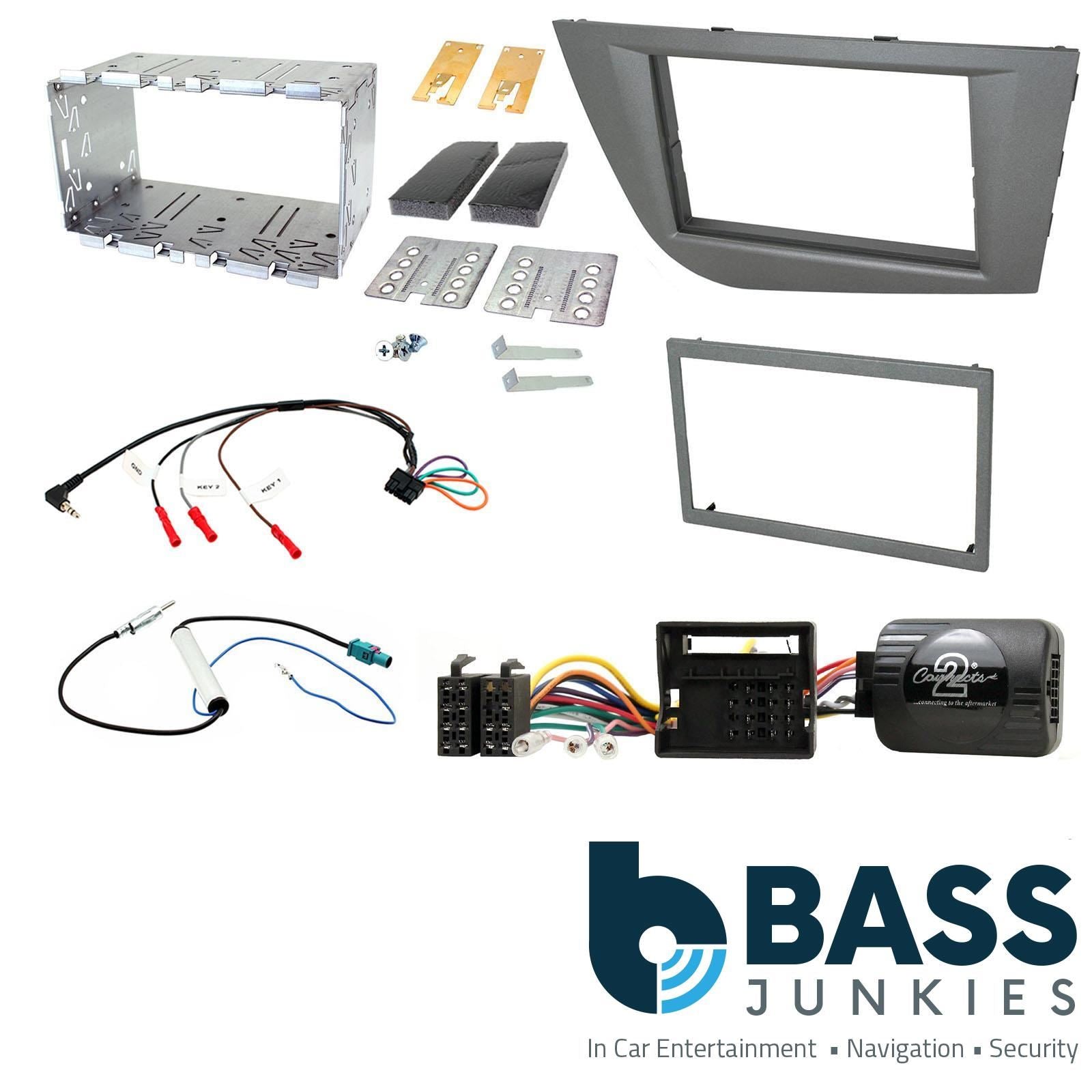 Double Din Stereo Fitting Kit + Steering Wheel Stalk Controls to fit Seat Leon 2005-12