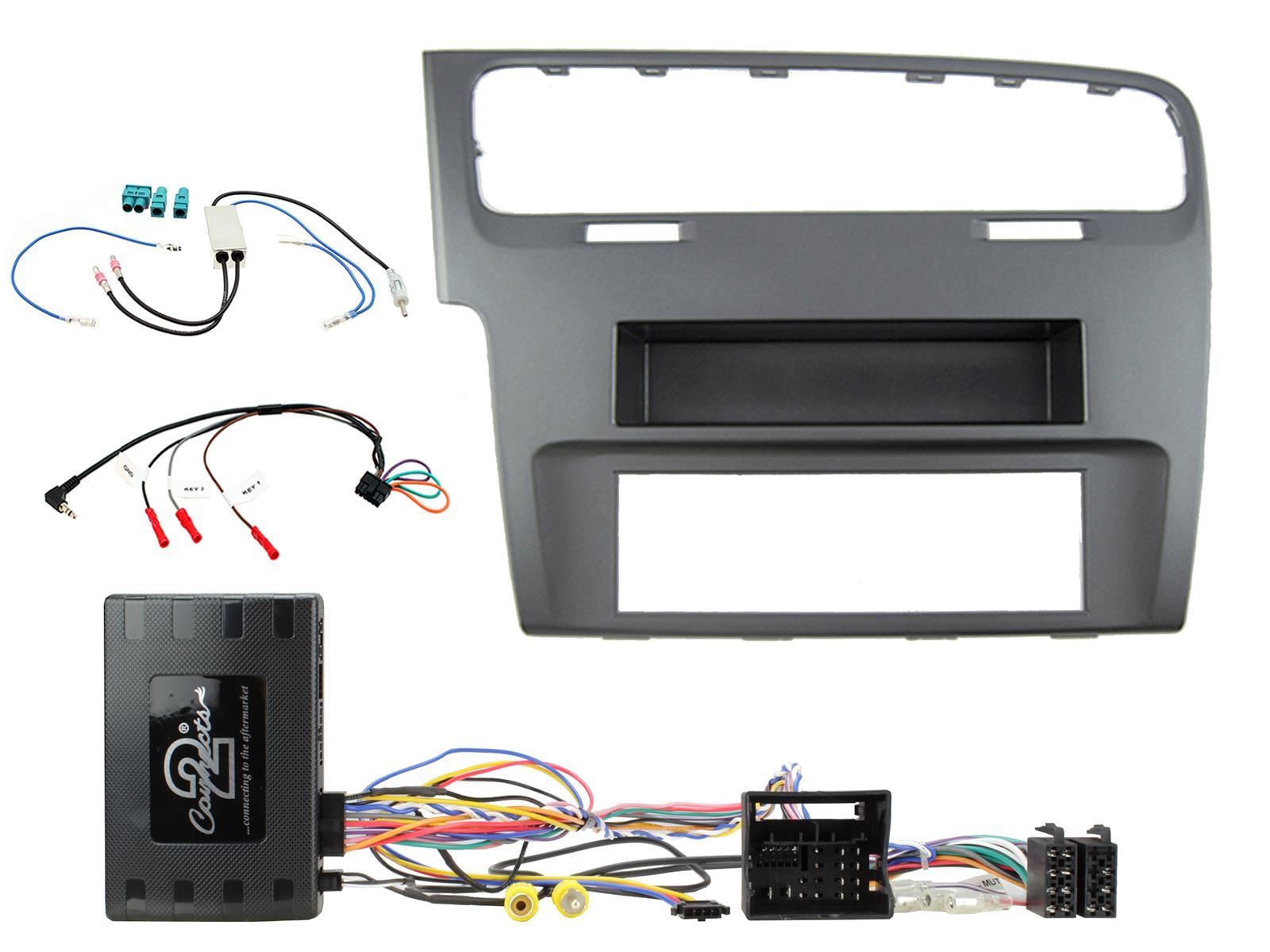 Single Din Stereo Fitting Kit + Steering Wheel Stalk Controls to fit VW Golf 2013-
