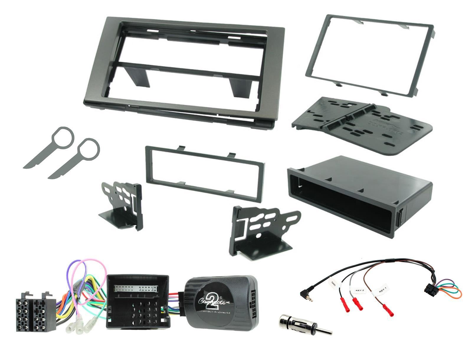 Connects 2 CTKFD23 - Ford Fiesta 2005 - 2008  Single Din or Double Din Facia & Steering wheel Interface Fitting Installation Kit (Grey Facia Panel)