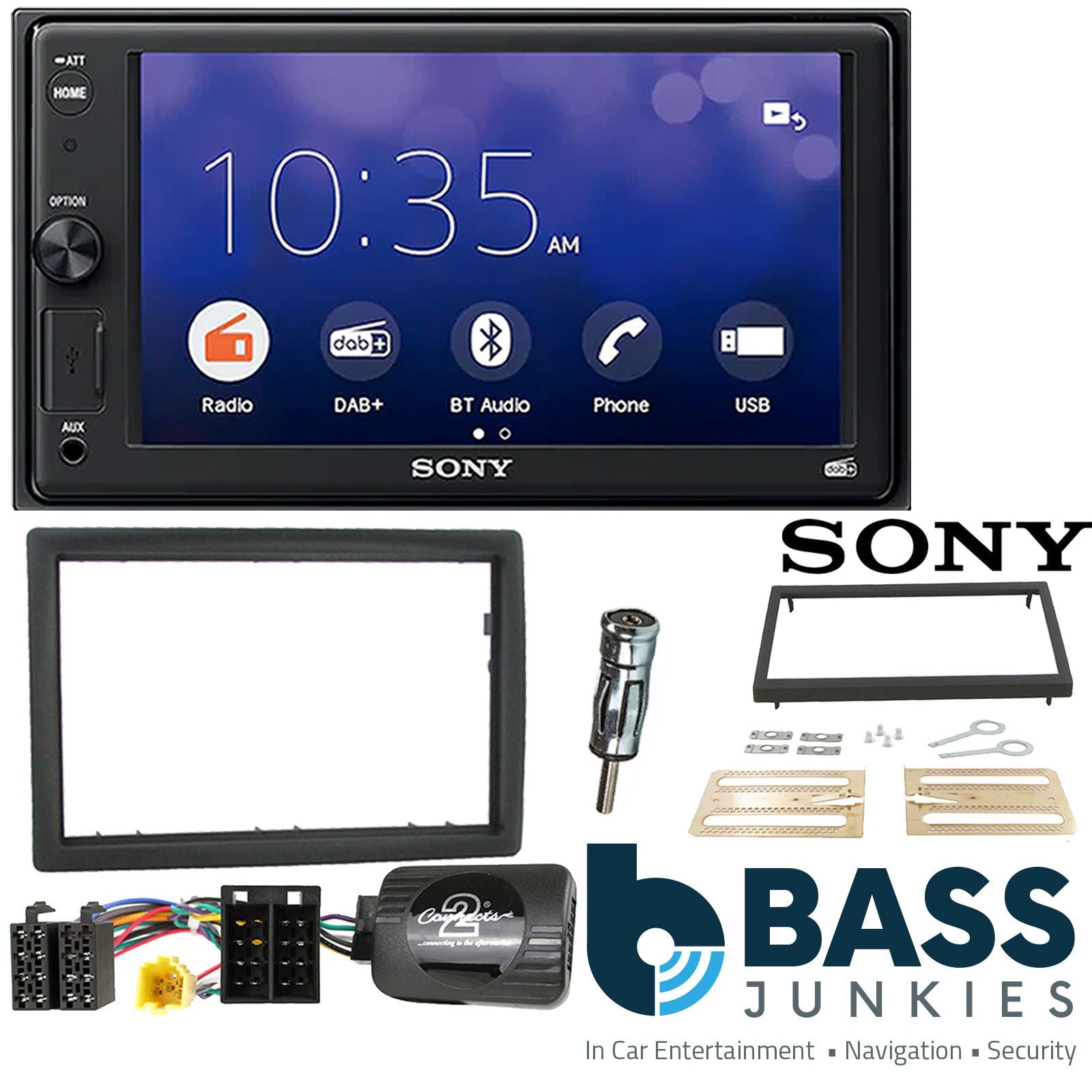 SONY XAV-1550D DAB+ Smart Bluetooth Car Radio + Stereo fitting kit + Steering Wheel Controls Loom for Renault Megane 2006-2008