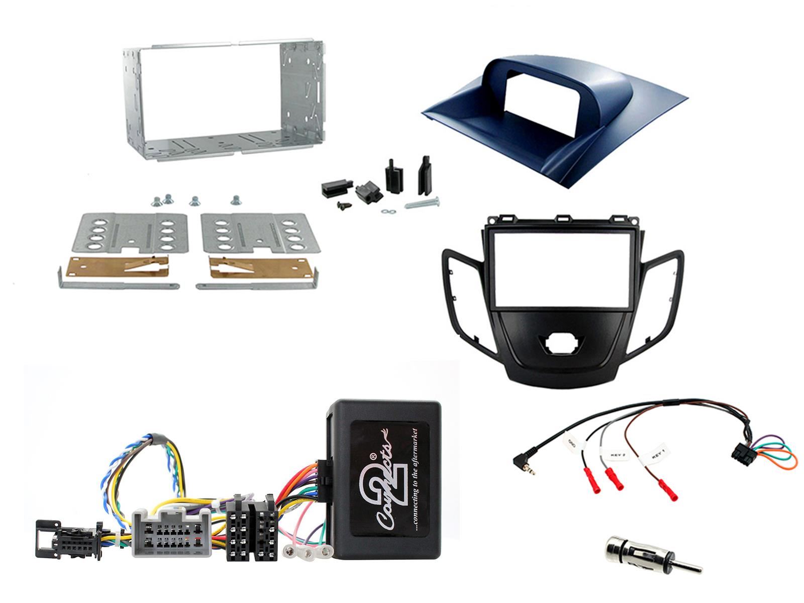 Grundig 6.8" Apple Android Double Din Stereo Fitting Kit + Steering Wheel Stalk Controls to fit Ford Fiesta 2008-10