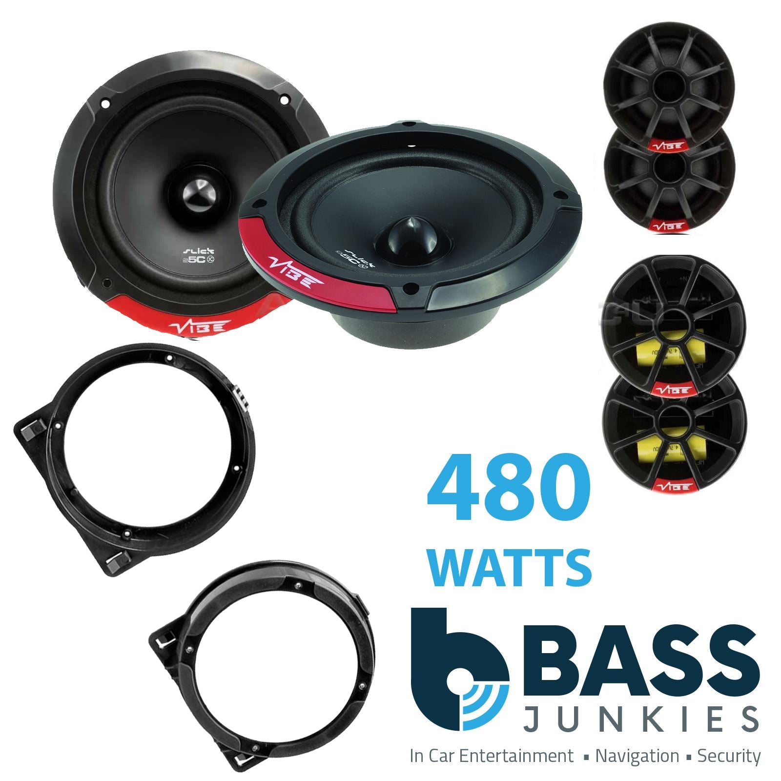 Vibe SLICK5C-V7 2-Way 130mm/13cm/5.25" Component Speakers (Per Pair 480 Watts) Fits Honda Civic 2001-06