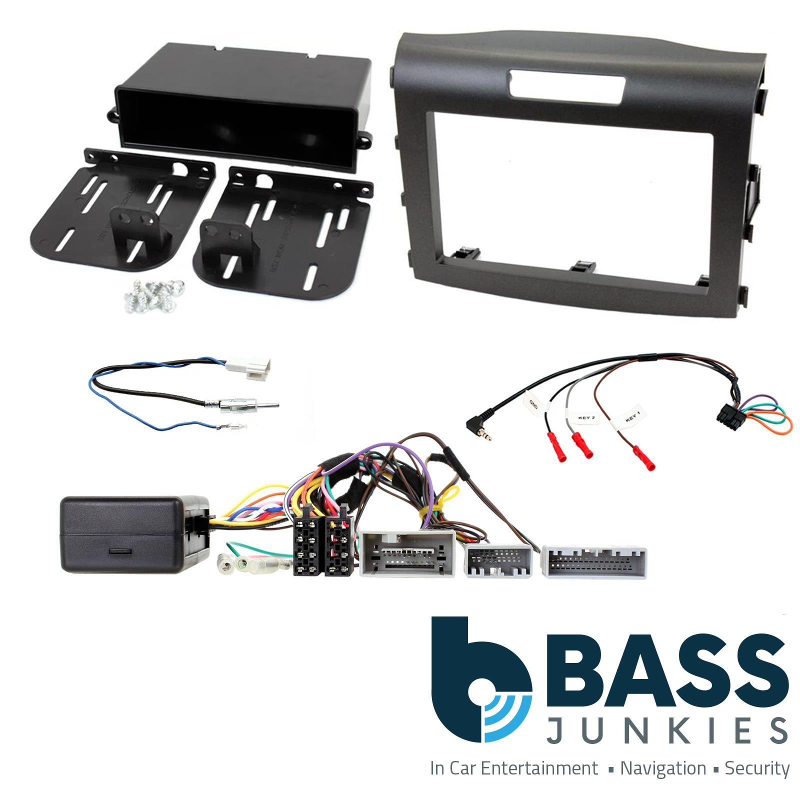 Connects 2 CTKHD07 - Honda CRV 2012 - 2016 Double Din Facia & Steering wheel Interface Fitting Installation Kit (Black Facia Panel)