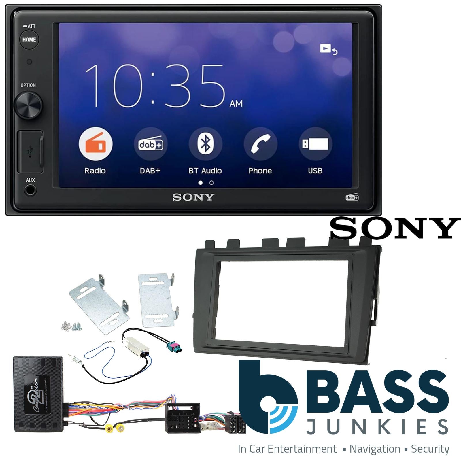 SONY XAV-1550D DAB+ Smart Bluetooth Car Radio + Stereo fitting kit + Steering Wheel Controls Loom for Volkswagen Polo 2018-2021