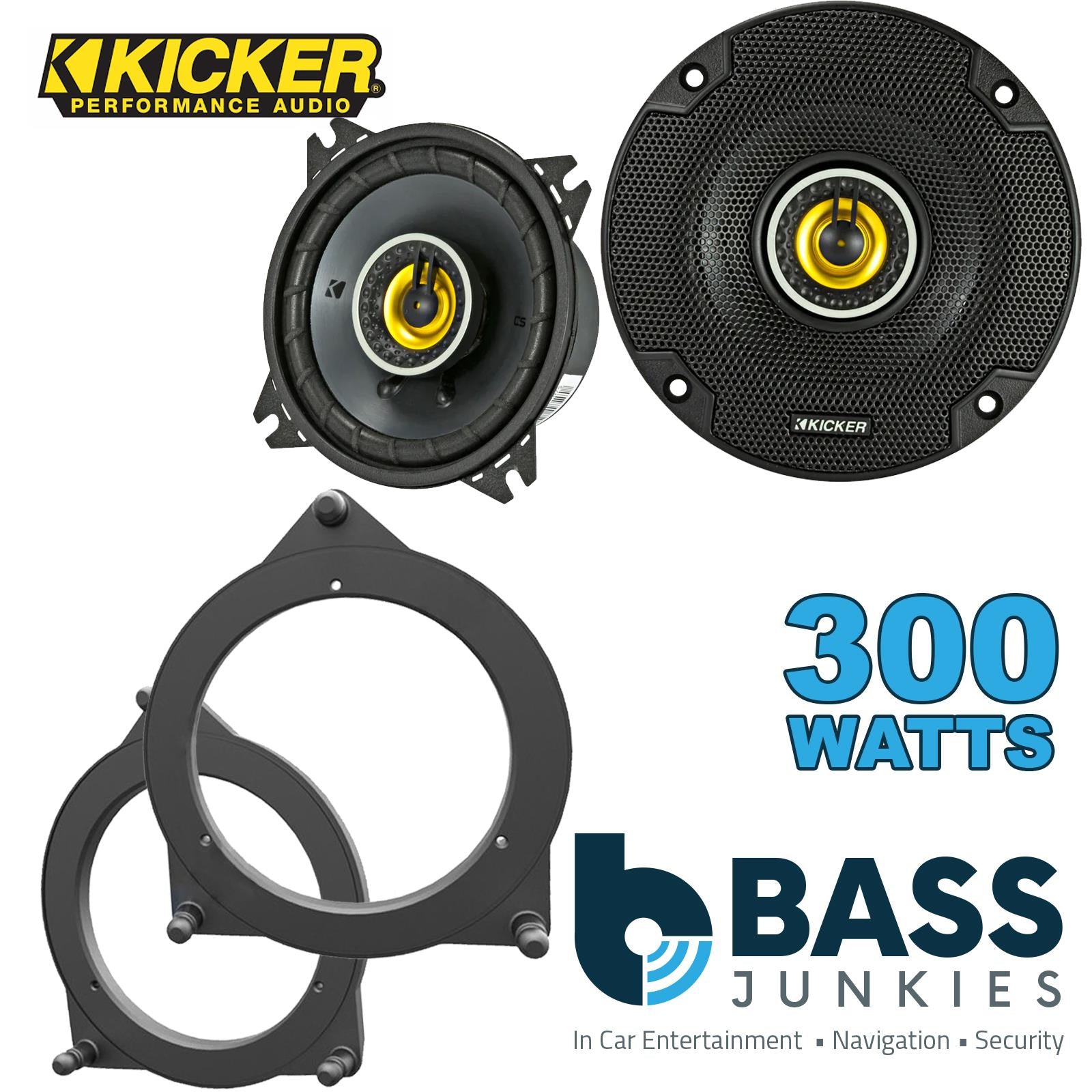 Kicker CSC44 100mm/10cm/4" 2-Way Coaxial Car speakers (Per Pair Max 300|100 watts RMS) Fits Mercedes C-Class 2015-21
