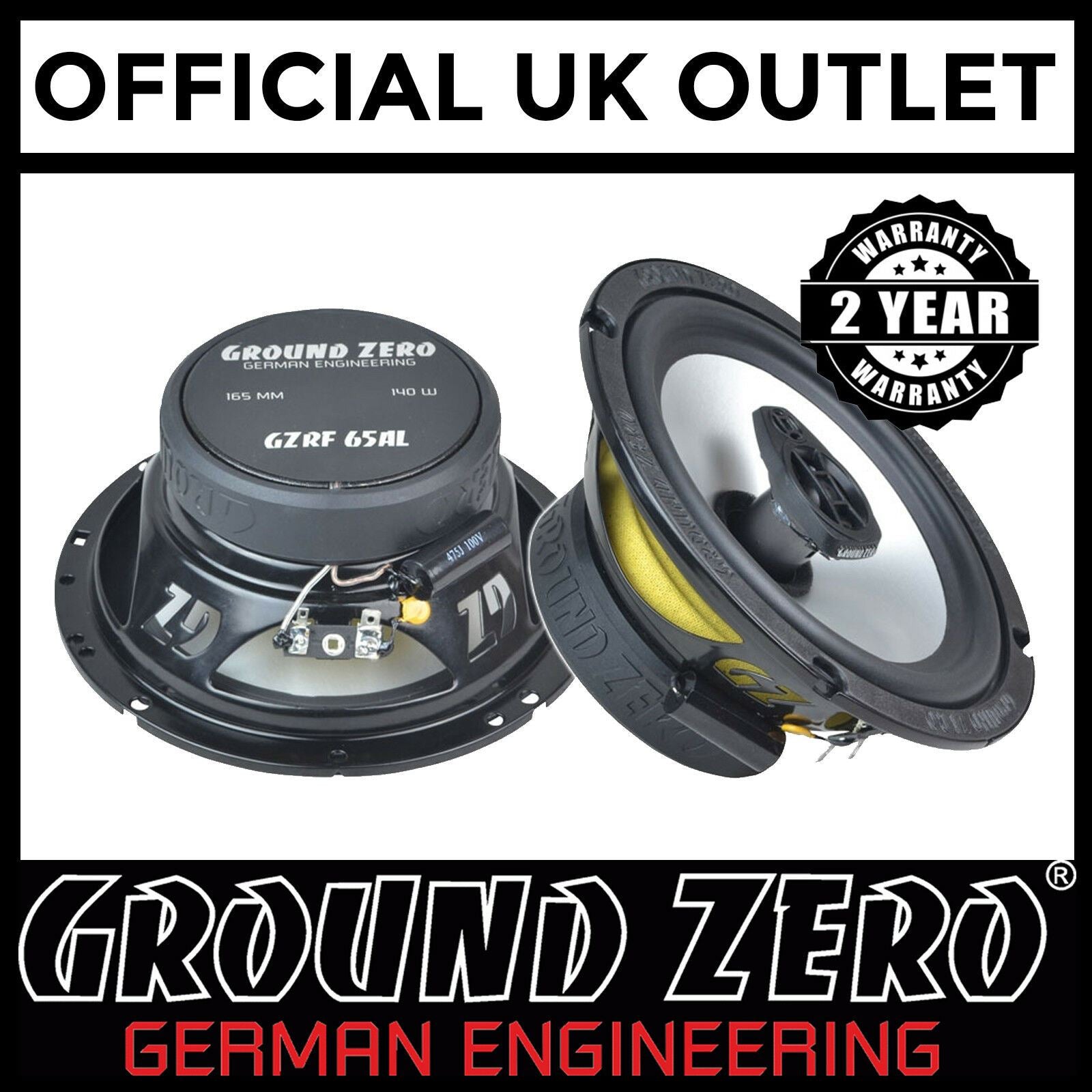 Ground Zero GZRF 65AL - 6.5" Inch 165mm 130 Watts 2-way Coaxial Car Speakers