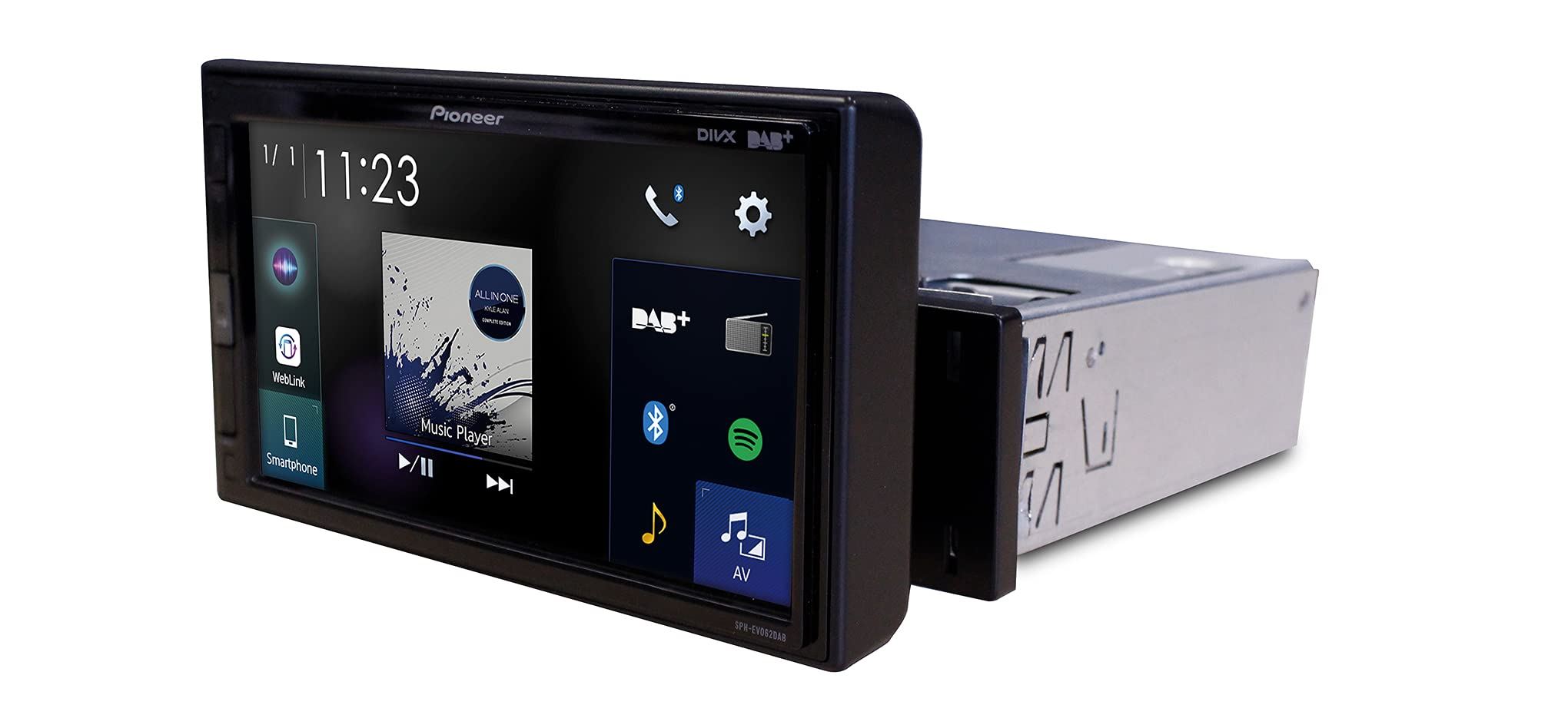 Pioneer SPH-EVO62DAB-UNI - 6.8" Bluetooth DAB USB Apple Carplay Android Auto Spotify Floating Effect Single Din Car Stereo Screen