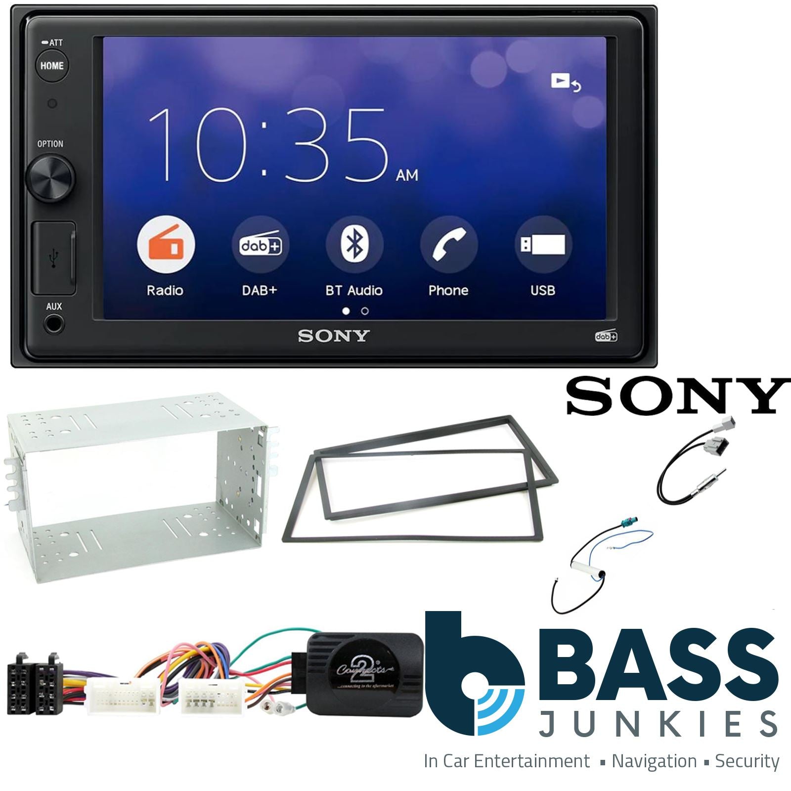 SONY XAV-1550D DAB+ Smart Bluetooth Car Radio + Stereo fitting kit + Steering Wheel Controls Loom for Kia Picanto 2008-2011
