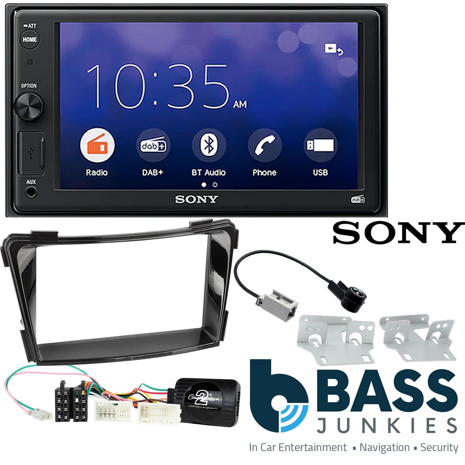 SONY XAV-1550D DAB+ Smart Bluetooth Car Radio + Stereo fitting kit + Steering Wheel Controls Loom for Hyundai i40 2011-2019