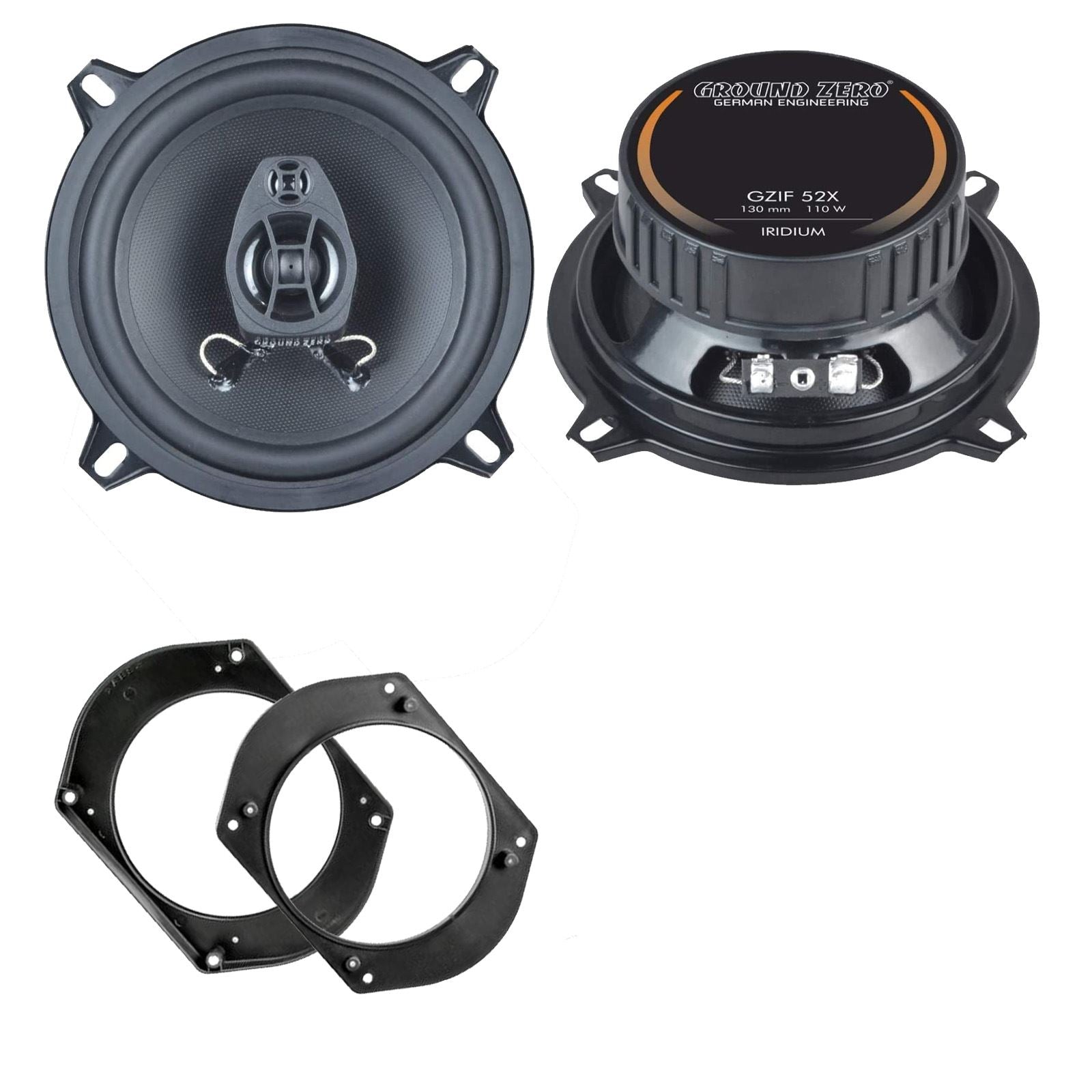 Ground Zero 2-Way 130mm/13cm/5.25" Car Coaxial Speakers (Pair Max 220 Watts) Fits Alfa Romeo Spider 1994-00 | Fiat Brava 95-01 | Bravo 95-01 | Marea 96-02 | Lancia Ypsilon 03-11 | Y 95-03