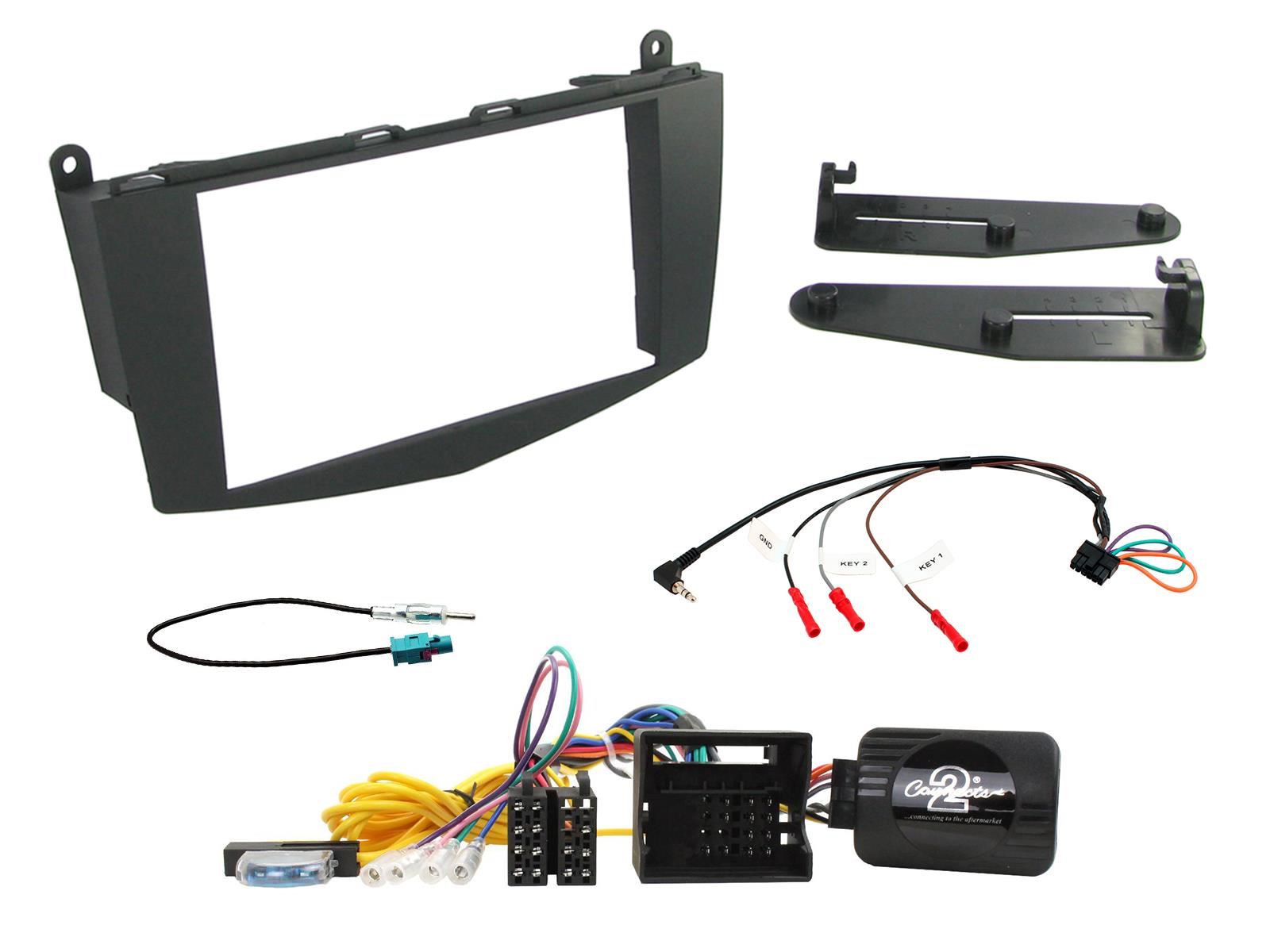 Connects 2 CTKMB03 - Mercedes Benz C Class W204 2007 - 2011 Double Din Fascia & Steering Wheel Interface Installation Kit