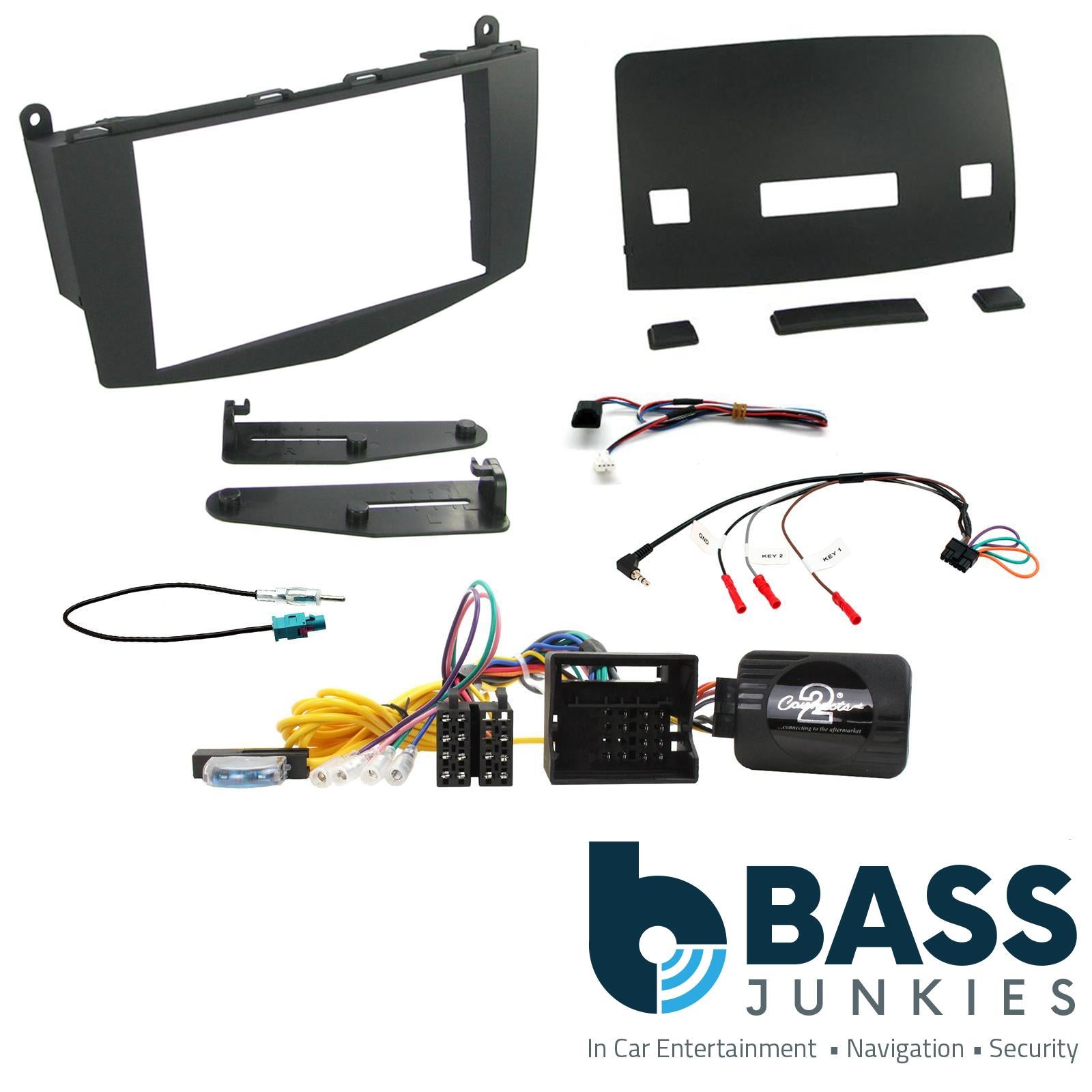 Connects2 CTKMB04 - Mercedes Benz C Class W204 2007 - 2011 Double Din Fascia & Steering Wheel Interface Installation Kit