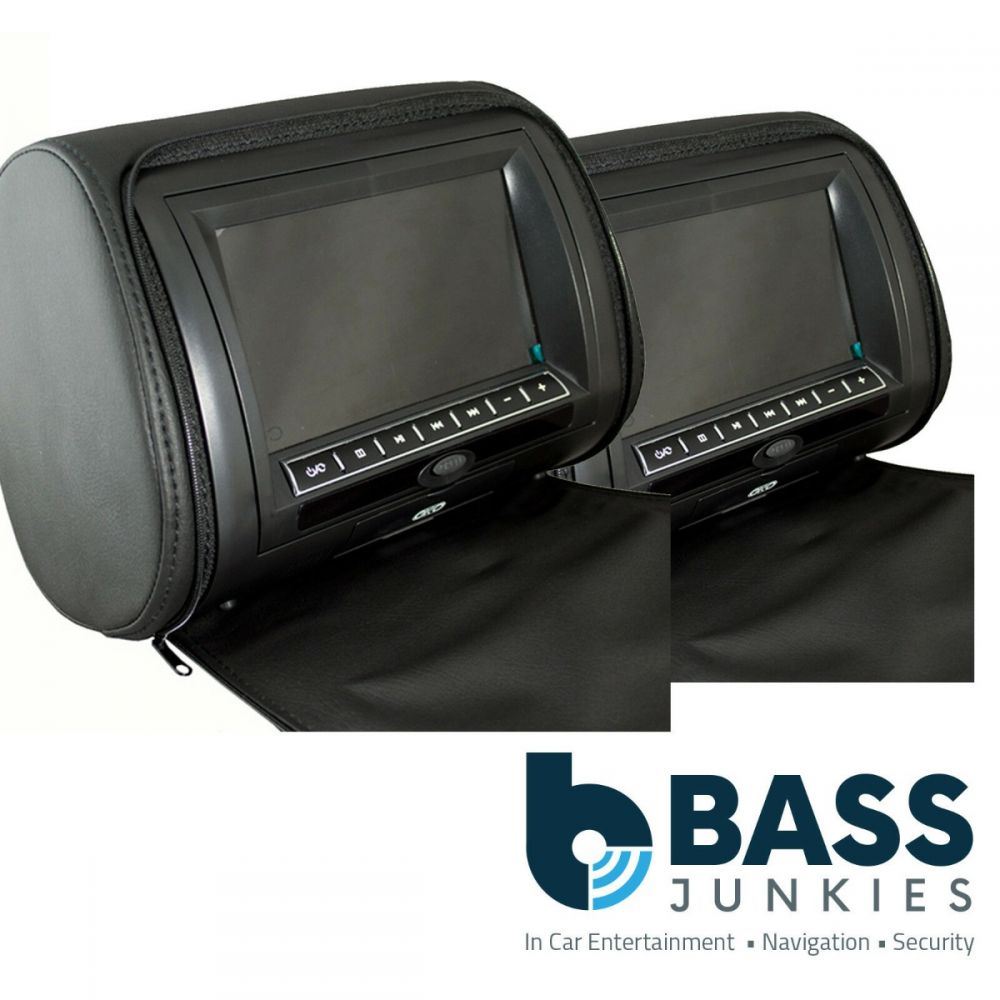 C-KO 7" TFT Universal Car Headrest DVD Player Monitor Screens with Built In Games - Black