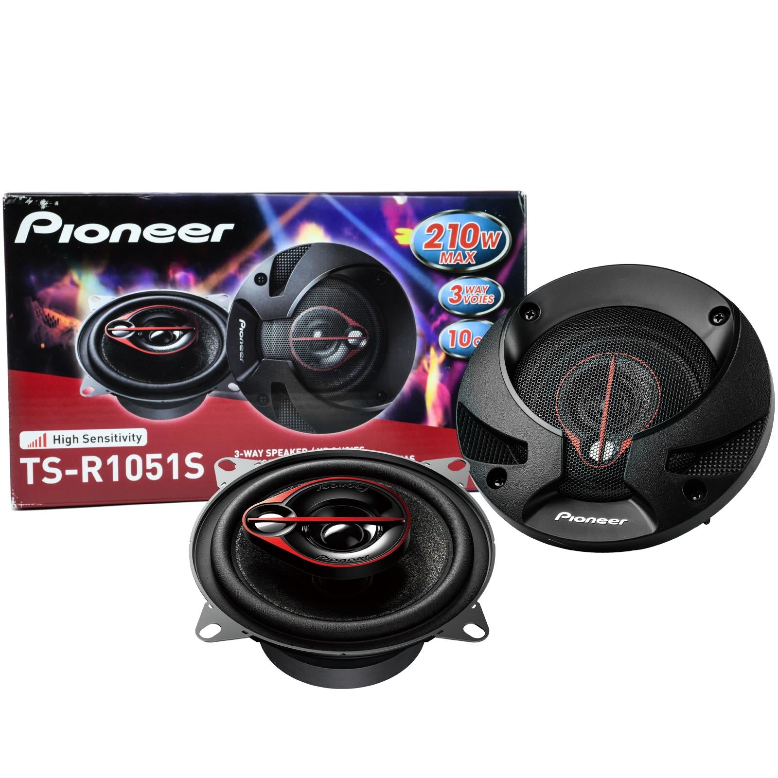 Pionner TS-1051S 100mm/10cm/4"  3 Way Coaxial Car Door speakers (Per Pair Max 420 watts| 60 watts RMS) Each Speaker Max 210 watts|RMS 30 Watts|MidRange/Tweet/High Sensitivity/With Grills