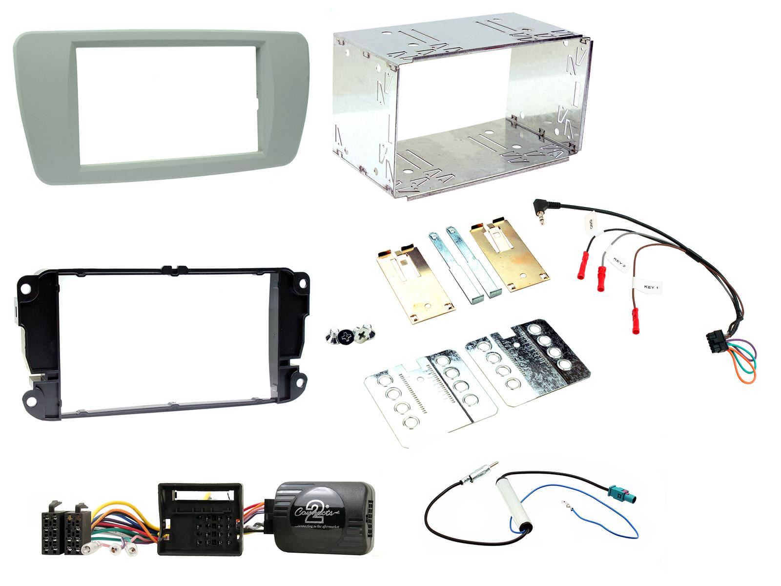 Grundig 6.8" Apple Android Double Din Stereo Fitting Kit + Steering Wheel Stalk Controls to fit Seat Ibiza 2008-14