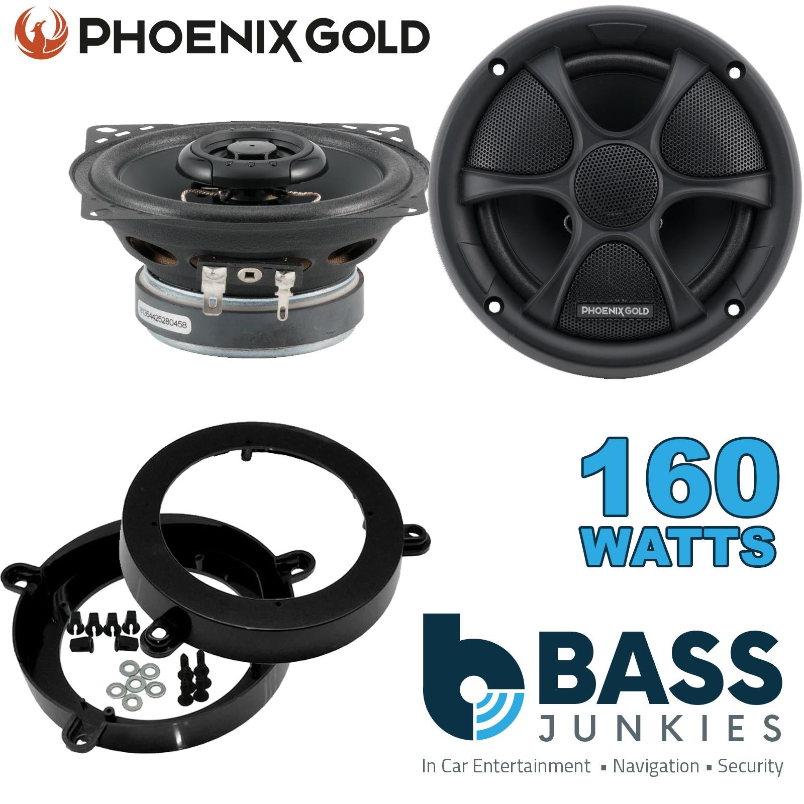 Phoenix Gold RX4CX 100mm/10cm/4" 2-Way Coaxial Car speakers (Per Pair Max 160|80 watts RMS) Fits Mercedes C-Class 2000-07