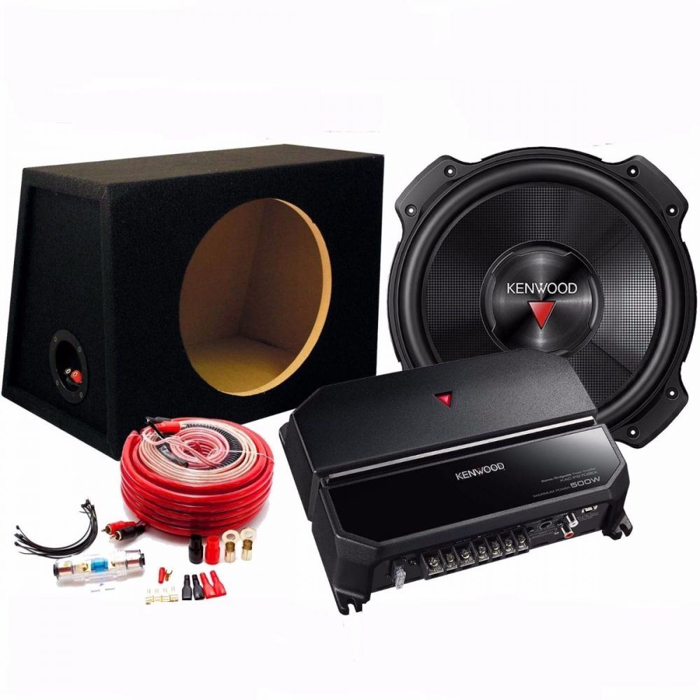 KENWOOD 12" 2000 Watts Sub with 2 Channel Amplifier Bass Box & Amp Kit Package