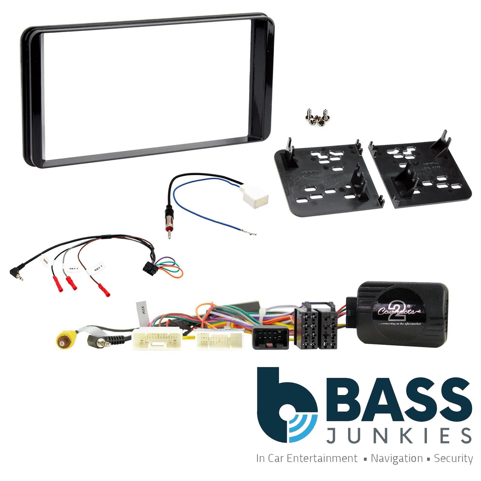 Double Din Stereo Fitting Kit + Steering Wheel Stalk Controls to fit Toyota C-HR 2017-
