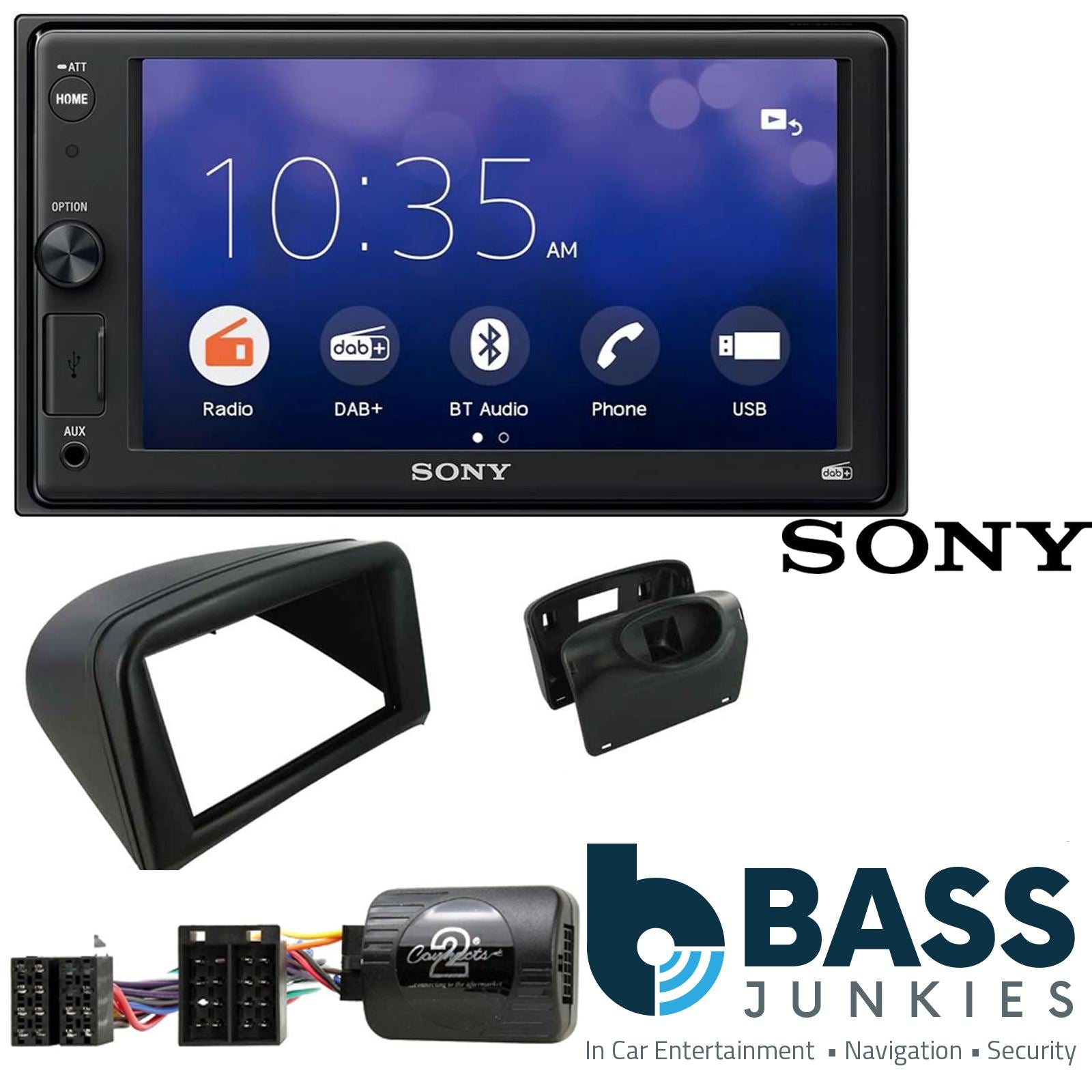 SONY XAV-1550D DAB+ Smart Bluetooth Car Radio + Stereo fitting kit + Steering Wheel Controls Loom for Peugeot 206 2002-2009