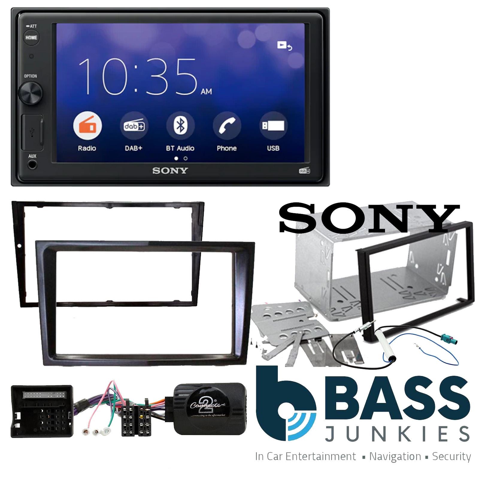 SONY XAV-1550D DAB+ Smart Bluetooth Car Radio + Stereo fitting kit + Steering Wheel Controls Loom for Vauxhall Antara 2006-2010 | Corsa (D)2006-2009 | Zafira (B) 2005-2014 | Astra (H) 2004-2010