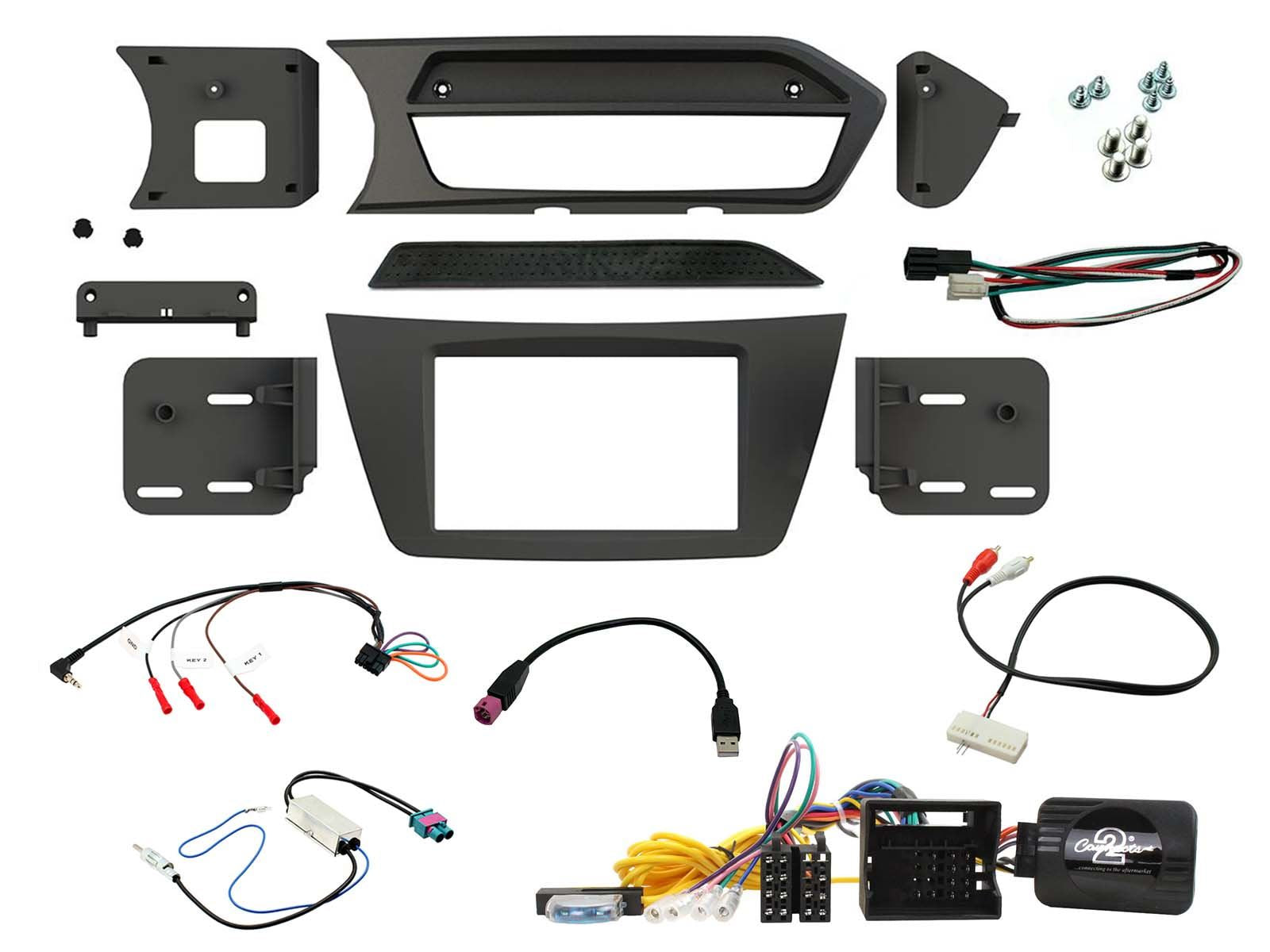 Connects2 Double Din Stereo fitting kit for LHD (left had drive) Mercedes C-Class 2012-2014 Vehicle Specific Stereo Screen Steering Controls Fitting Kit