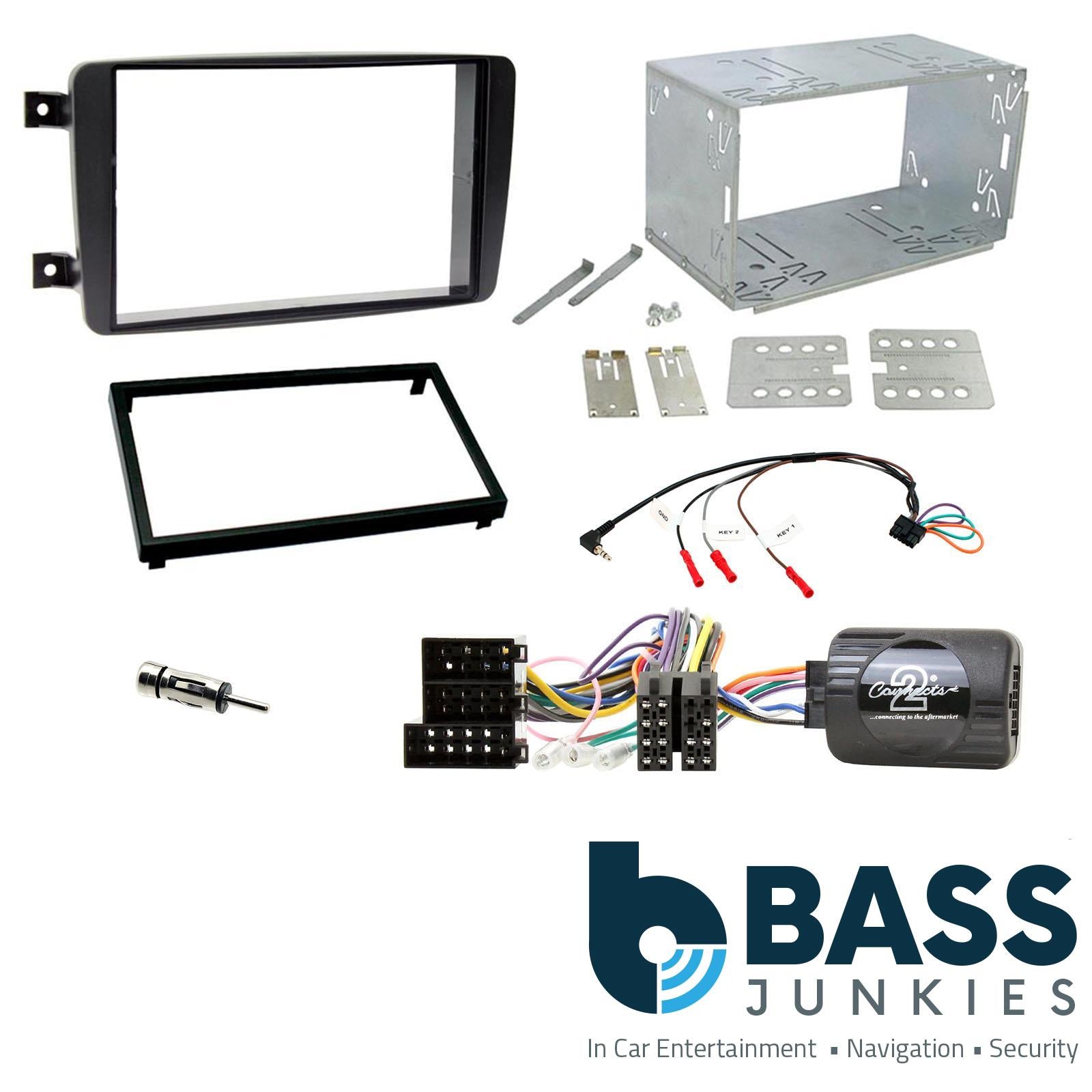 Connects2 CTKMB13 - Mercedes Benz C Class W203 2001 - 2004 Double Din Fascia & Steering Wheel Interface Installation Kit