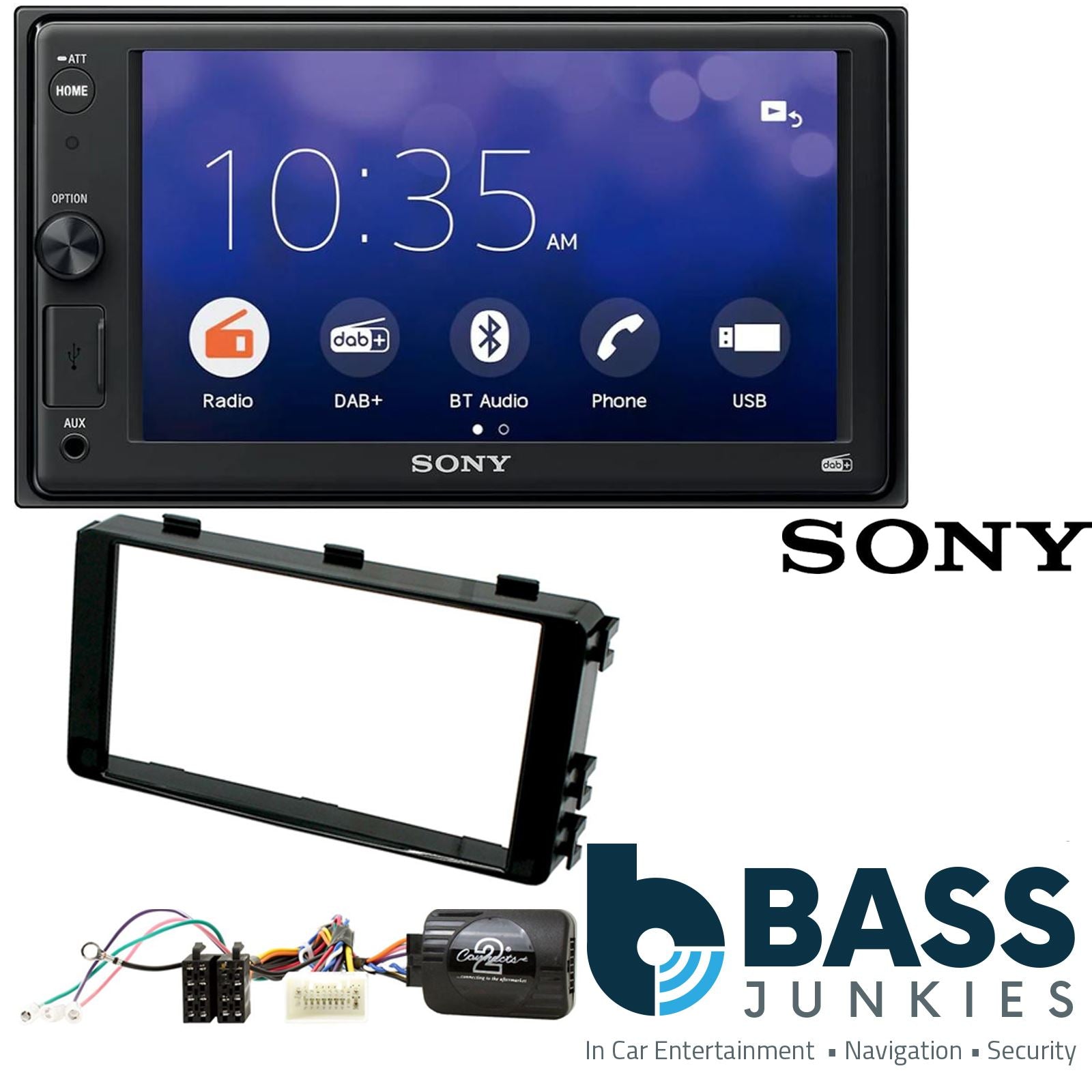 SONY XAV-1550D DAB+ Smart Bluetooth Car Radio + Stereo fitting kit + Steering Wheel Controls Loom for Mitsubishi Outlander 2013-2021