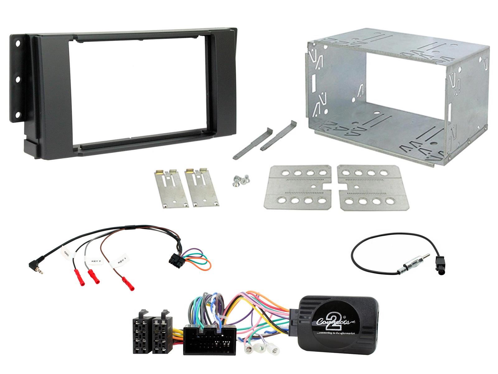 Grundig 6.8" Apple Android Double Din Stereo Fitting Kit + Steering Wheel Stalk Controls to fit Land Rover Freelander 07-14