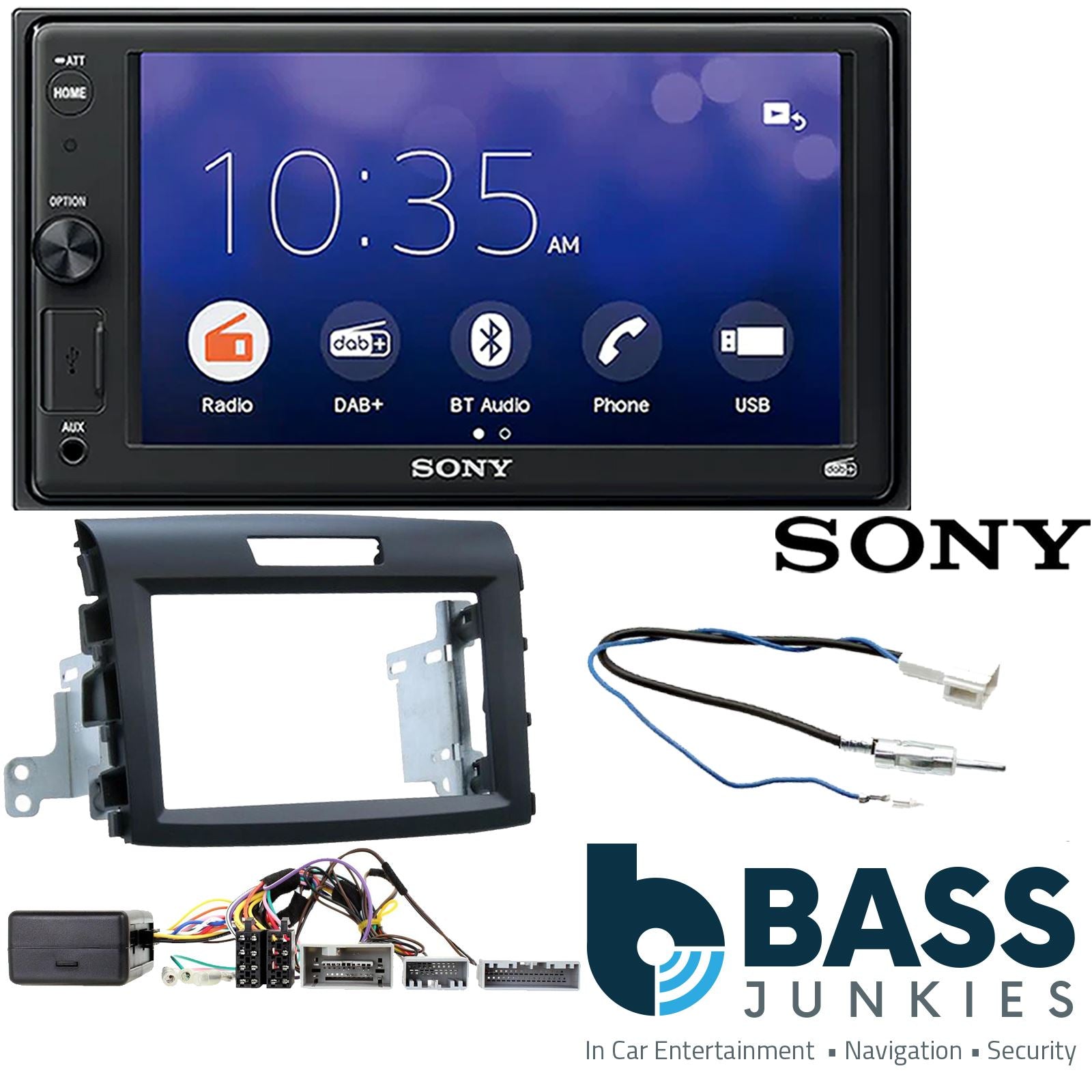 SONY 6.2" Screen Blutooth Double Din Stereo Fitting Kit + Steering Wheel Stalk Controls to fit Honda CR-V 2012-