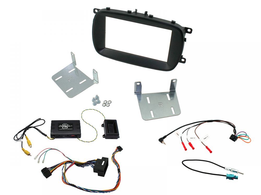 Connects 2 CTKFT13 - Fiat 500X 2015 Onwards Double Din Facia & Steering wheel Interface Fitting Installation Kit (Black Facia Panel)